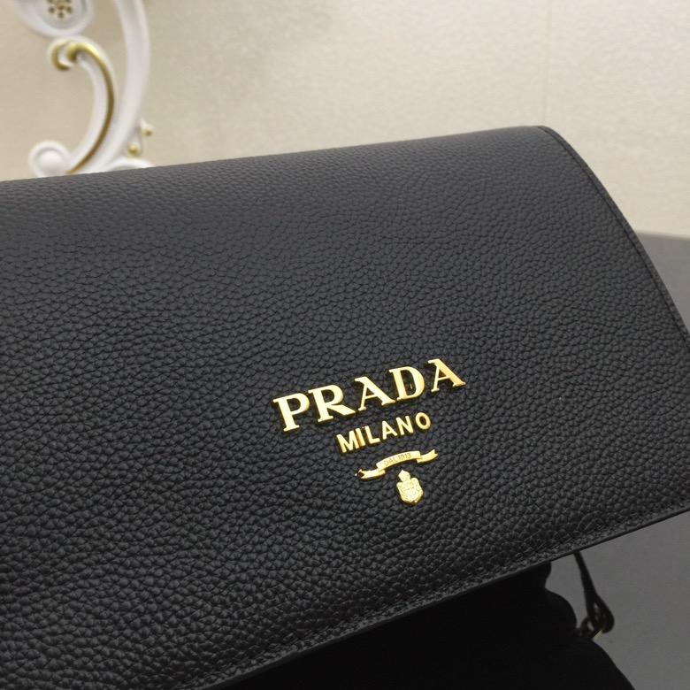 Replica Prada 1BD102 Calf Leather Women Shoulder Bag Black