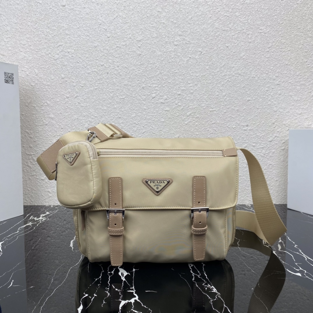 Replica Prada 1BD953 Re-Nylon Shoulder Bag Beige