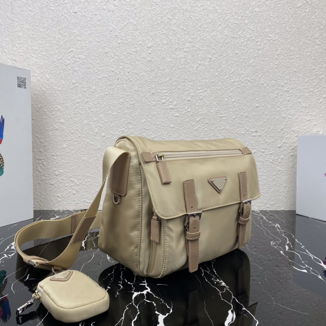 Replica Prada 1BD953 Re-Nylon Shoulder Bag Beige