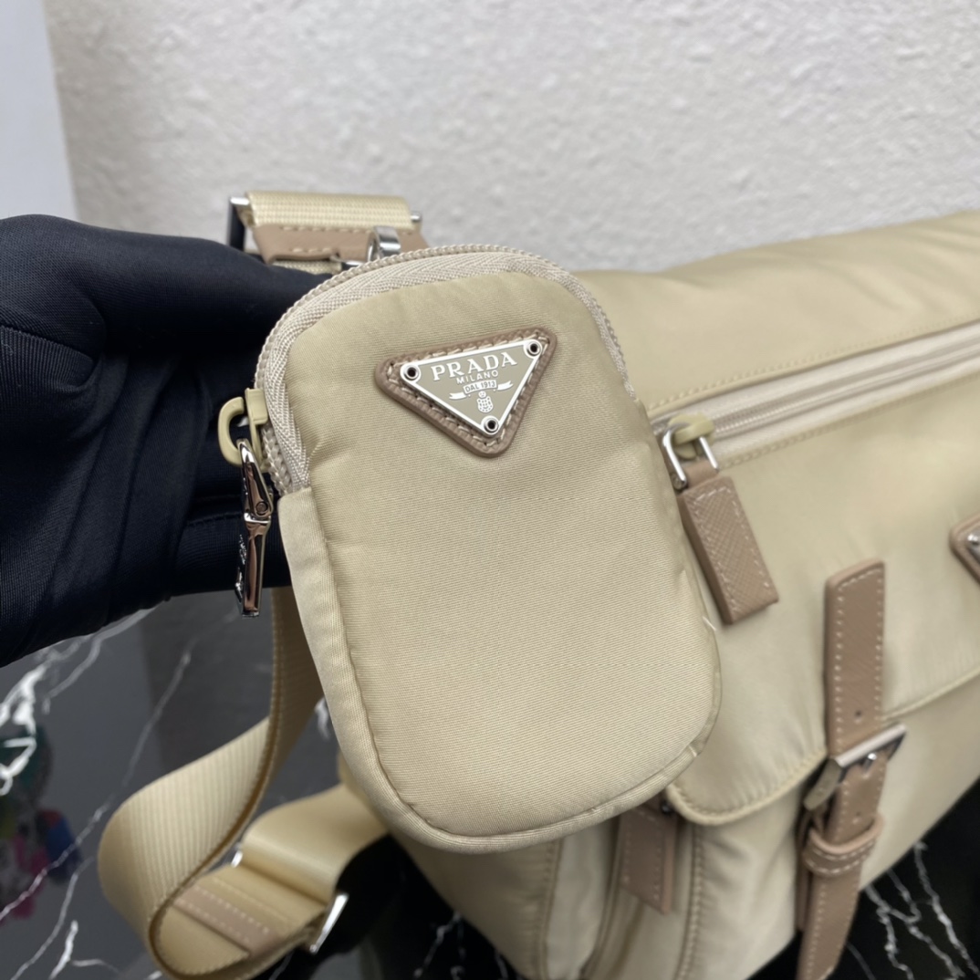 Replica Prada 1BD953 Re-Nylon Shoulder Bag Beige