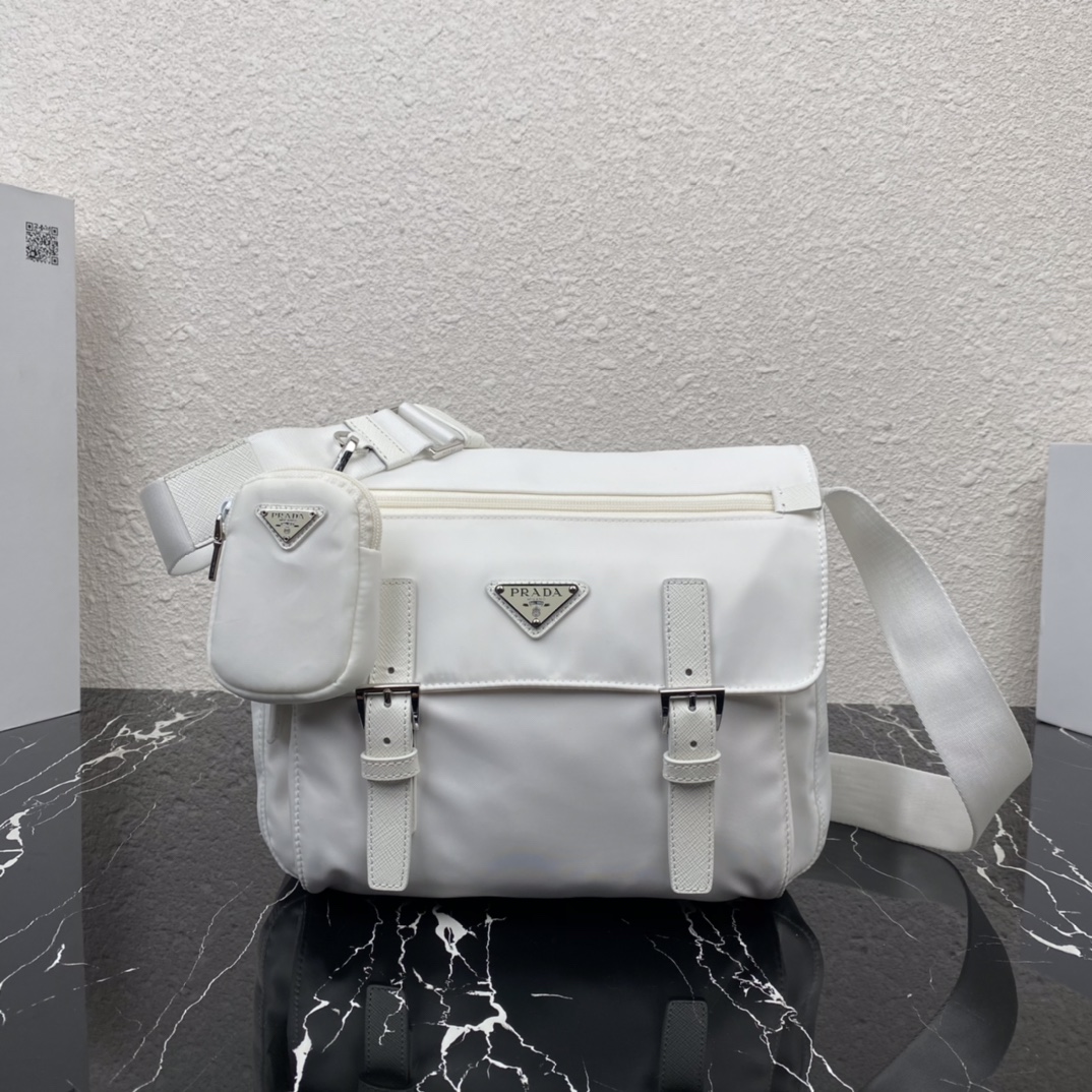 Replica Prada 1BD953 Re-Nylon Shoulder Bag White