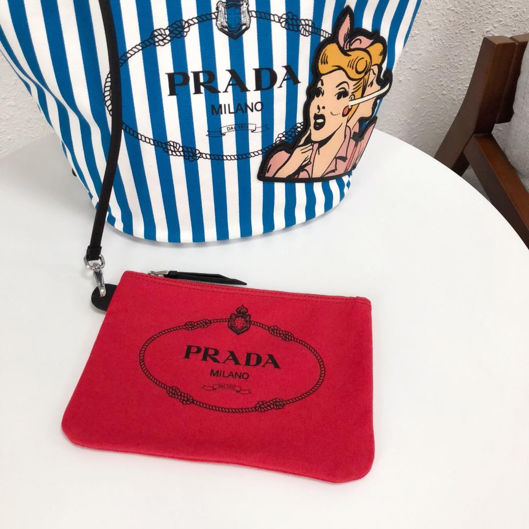 Replica Prada 1BG163 Women Fabric Handbag Blue