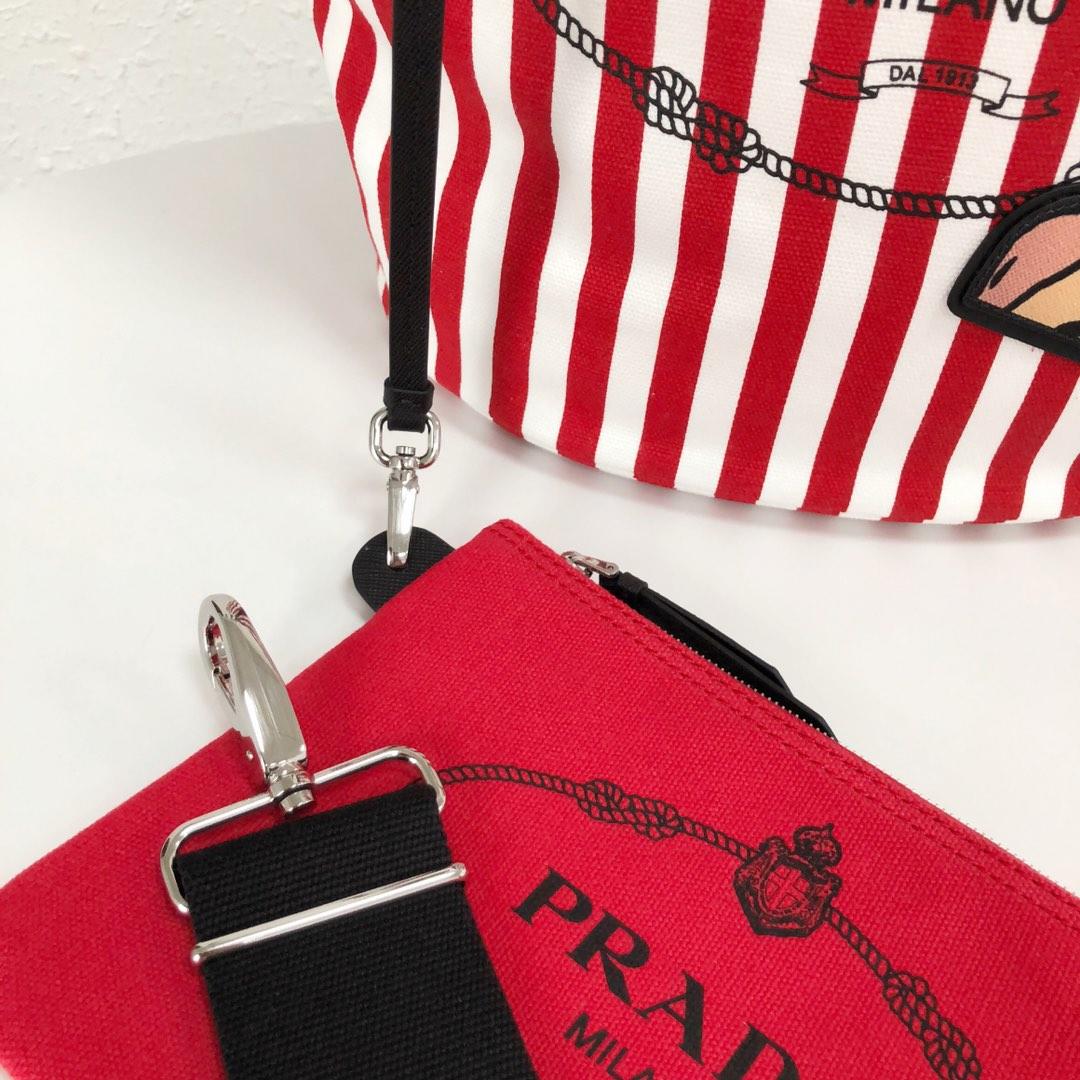 Replica Prada 1BG163 Women Fabric Handbag Red