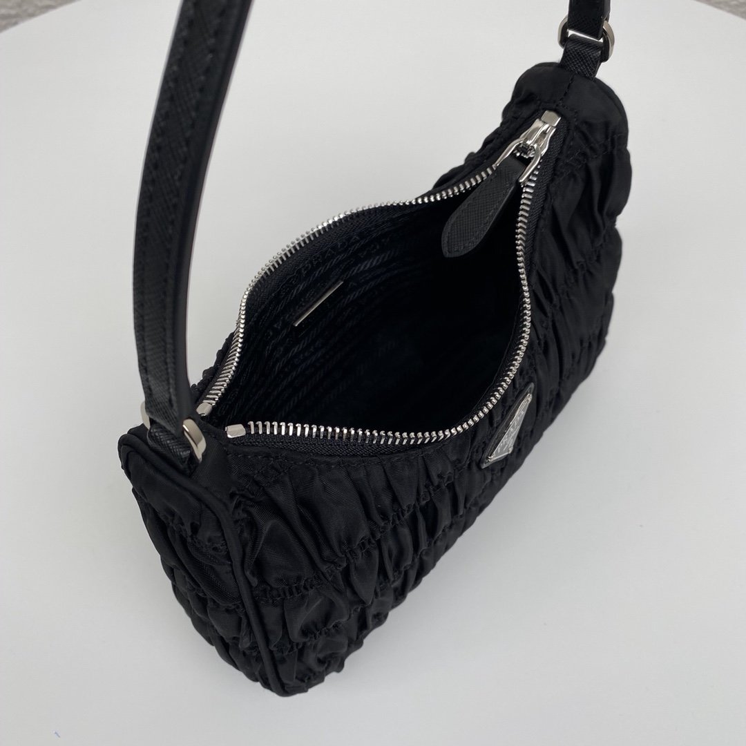 Replica Prada 1NE204 Nylon and Saffiano Leather Mini Bag Black