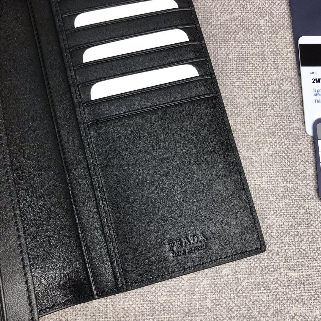 Replica Prada 2MV836 Saffiano Men Wallet with Big Logo Black