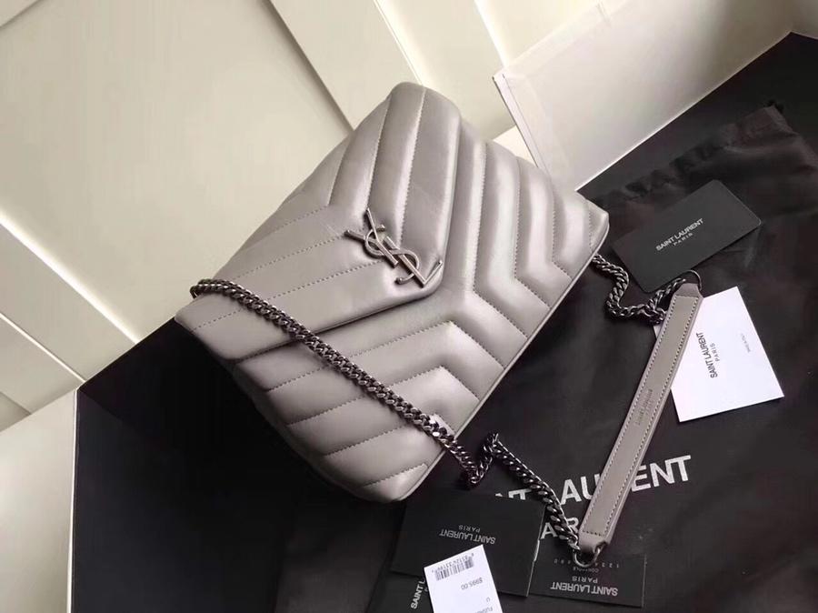 Replica Saint Laurent Loulou Small In Matelasse Y Leather Chain Strap Gray