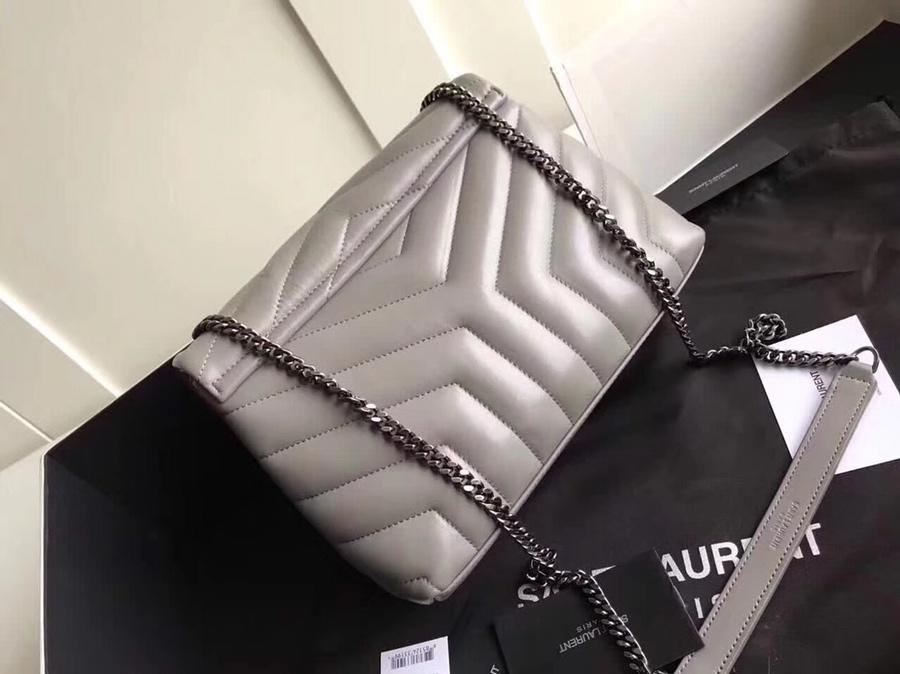 Replica Saint Laurent Loulou Small In Matelasse Y Leather Chain Strap Gray