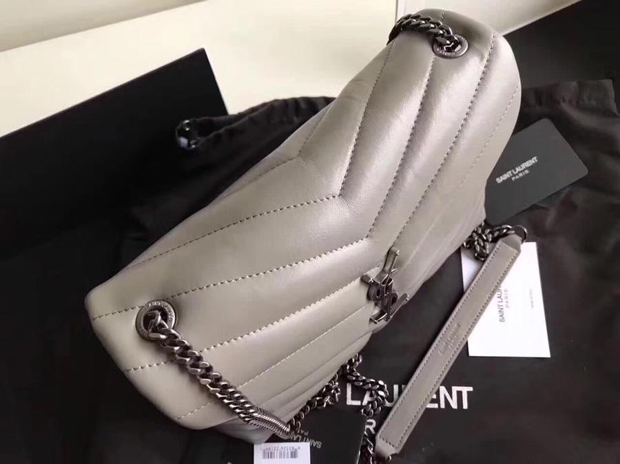 Replica Saint Laurent Loulou Small In Matelasse Y Leather Chain Strap Gray