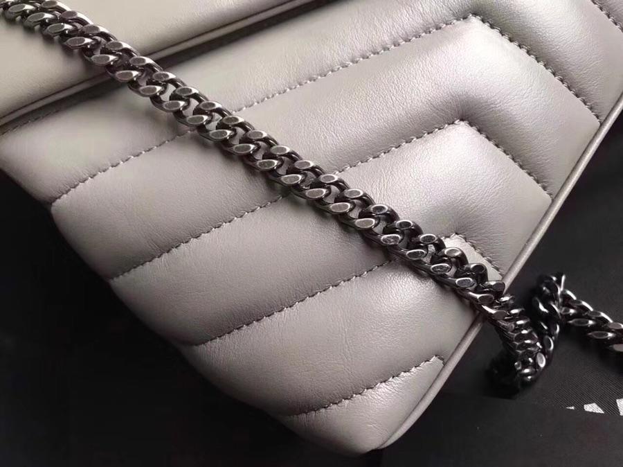 Replica Saint Laurent Loulou Small In Matelasse Y Leather Chain Strap Gray