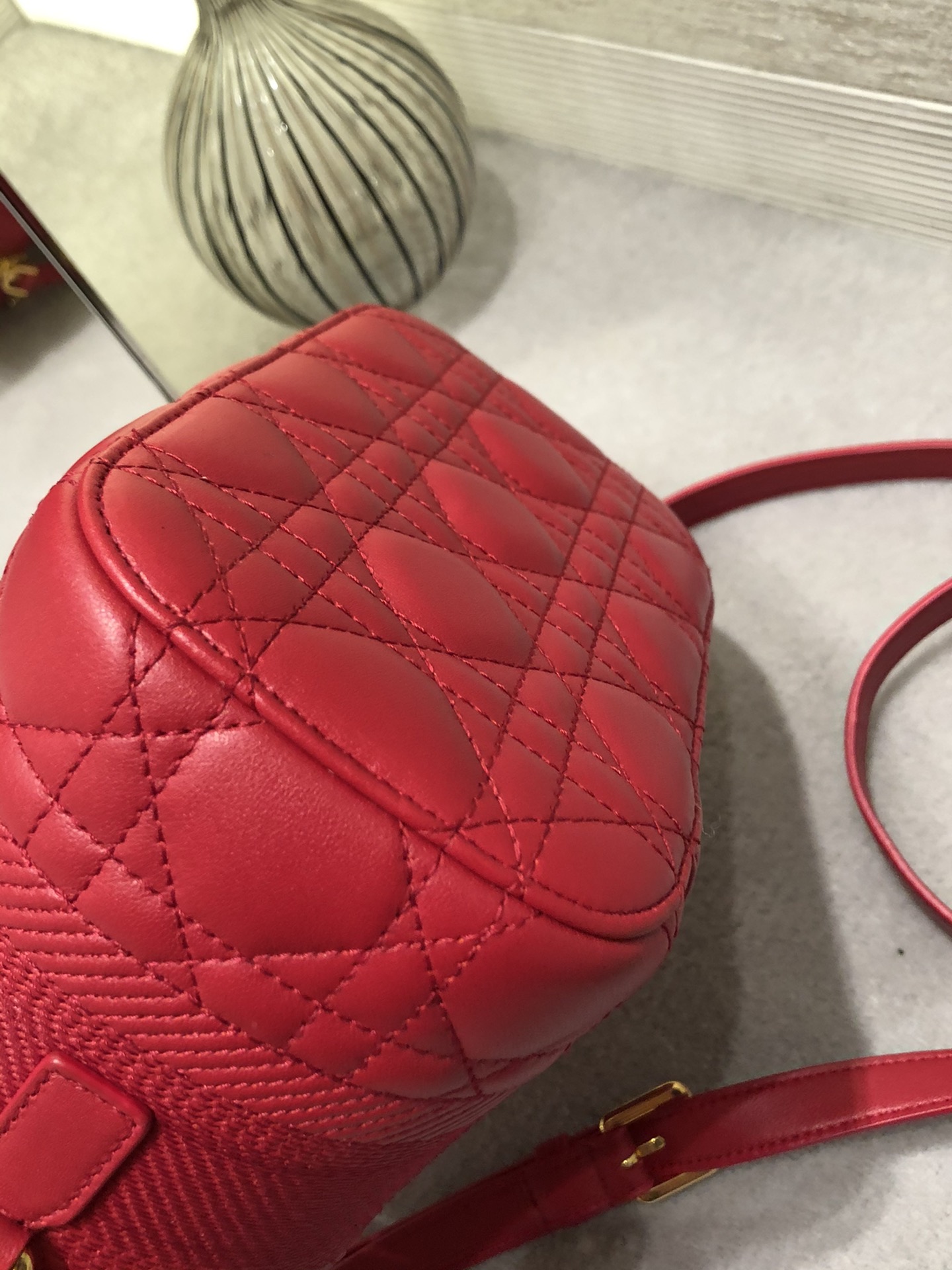 Replica Small DiorTravel Vanity Case Poppy Red Cannage Lambskin