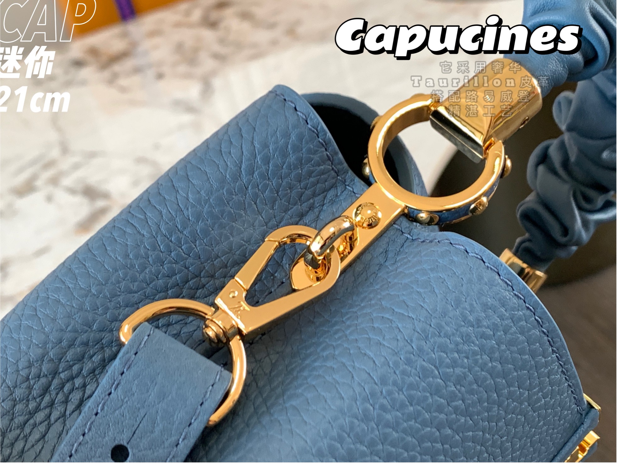 Replica Top Sale Louis Vuitton Capucines BB Handbag Blue Taurillon Leather M58726 Spring Fashion