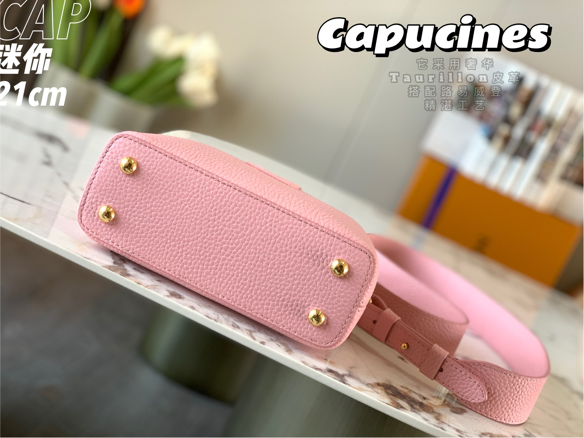 Replica Top Sale Louis Vuitton Capucines BB Handbag Pink Taurillon Leather M58586 Spring Fashion