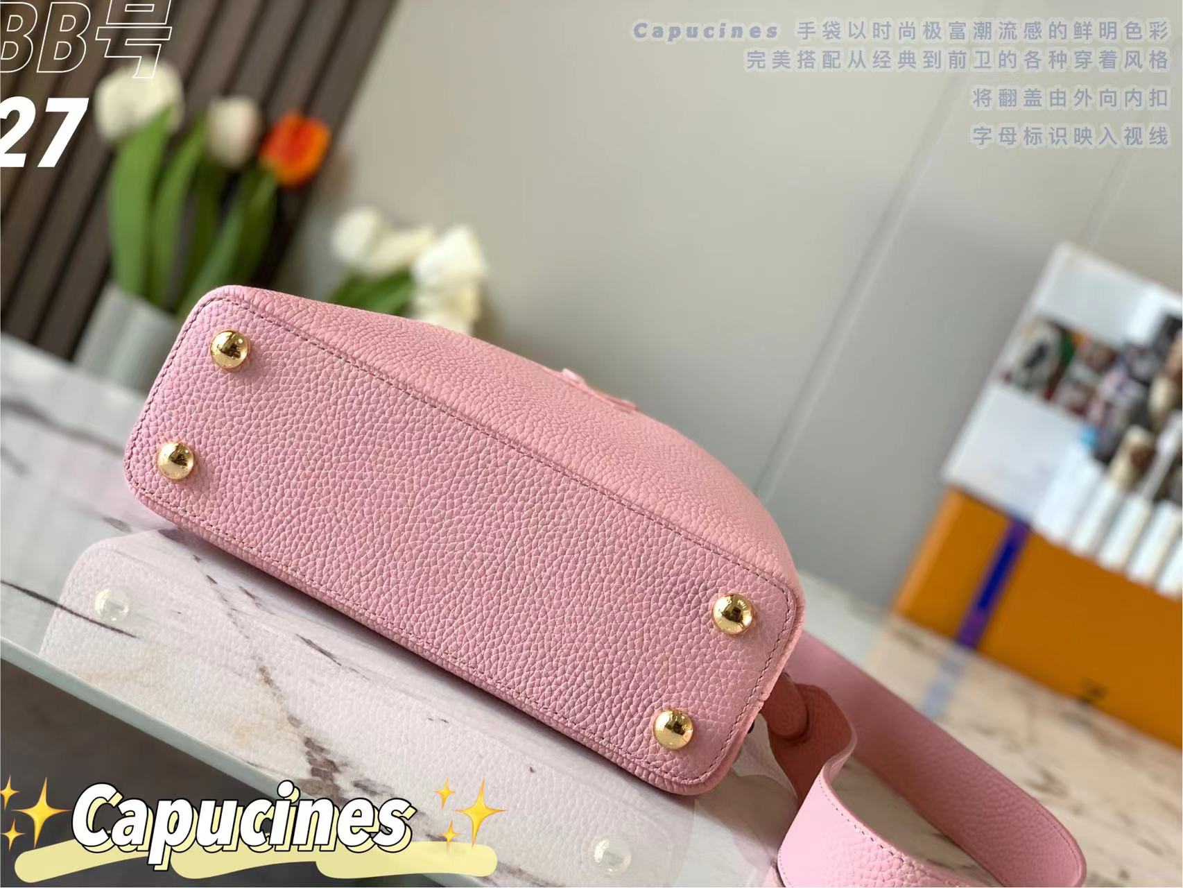 Replica Top Sale Louis Vuitton Capucines BB Handbag Pink Taurillon Leather Spring Fashion