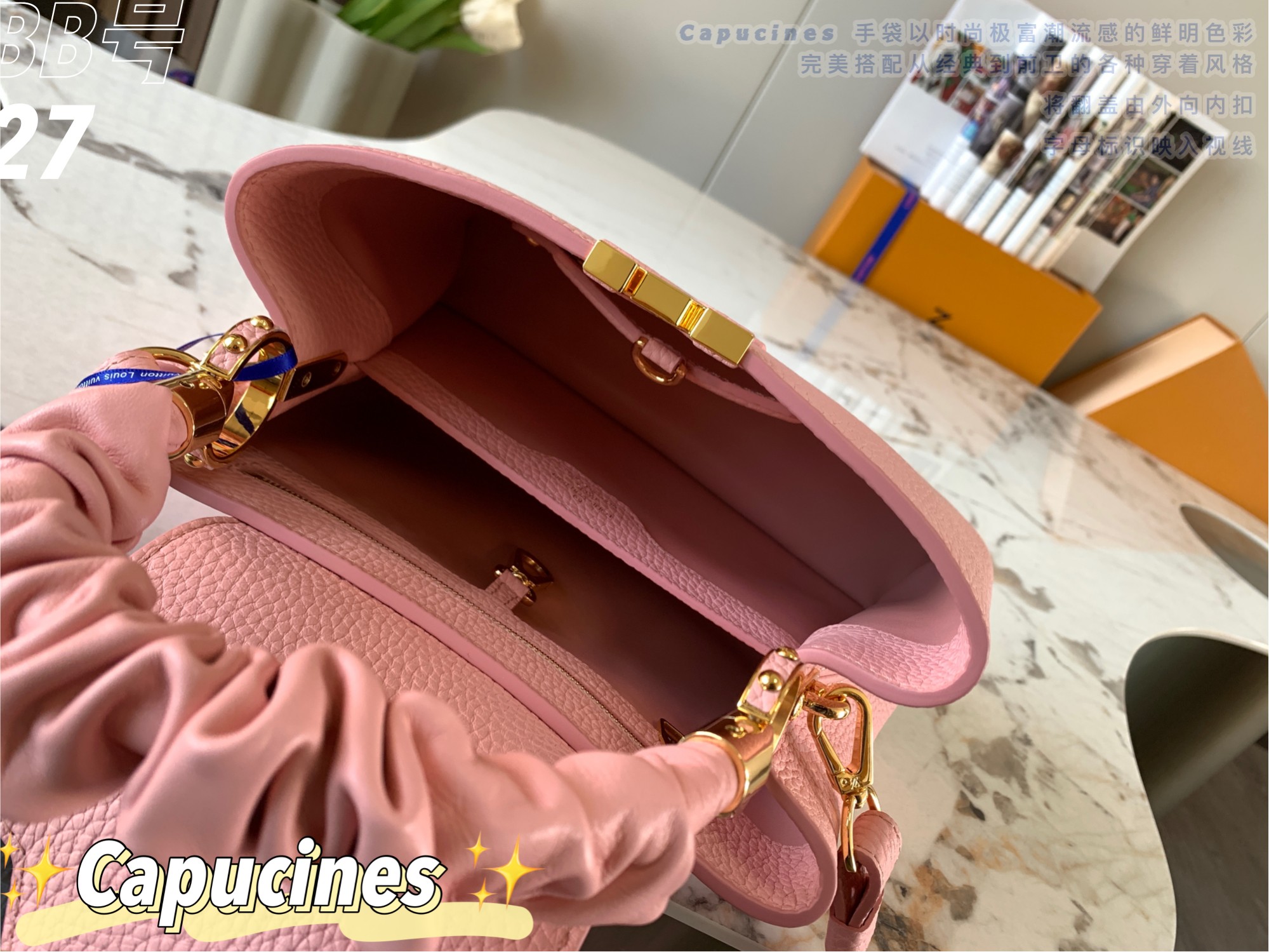 Replica Top Sale Louis Vuitton Capucines BB Handbag Pink Taurillon Leather Spring Fashion