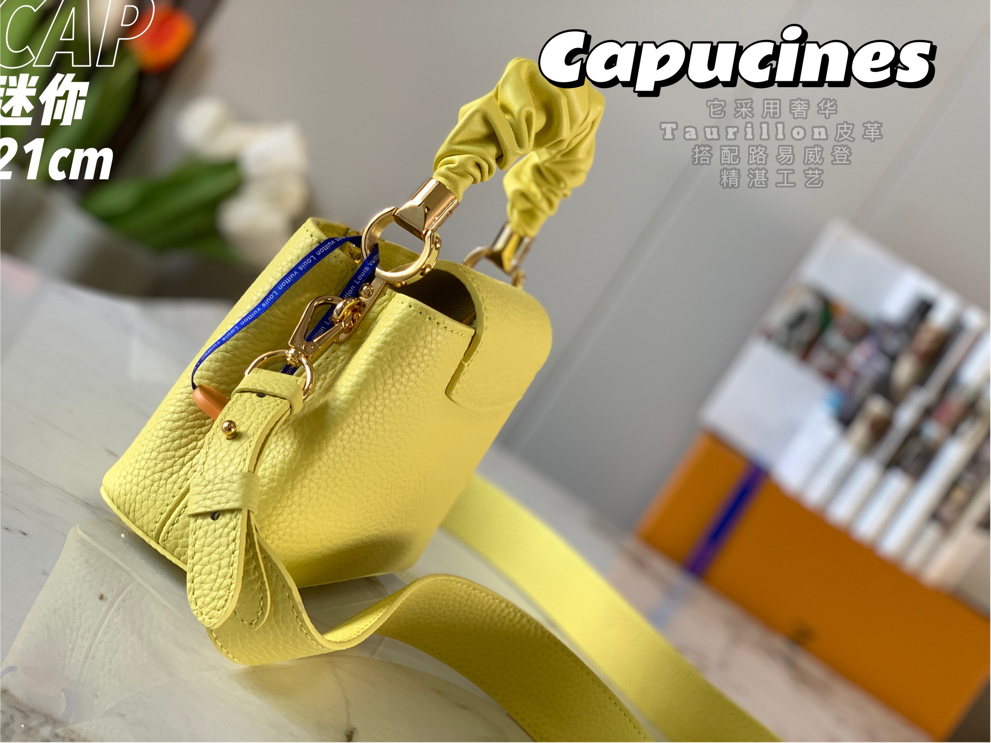 Replica Top Sale Louis Vuitton Capucines BB Handbag Yellow Taurillon Leather M58586 Spring Fashion