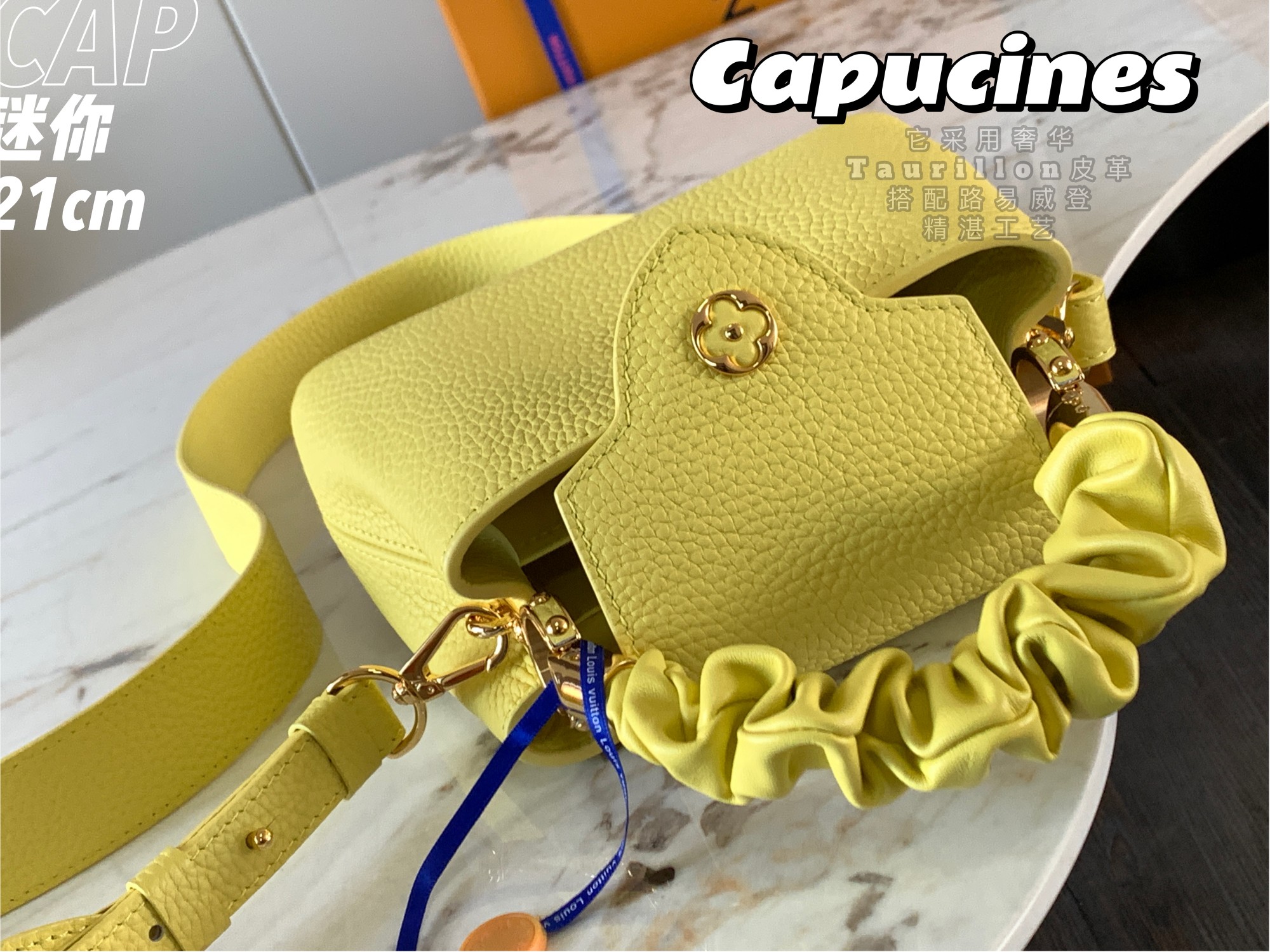 Replica Top Sale Louis Vuitton Capucines BB Handbag Yellow Taurillon Leather M58586 Spring Fashion