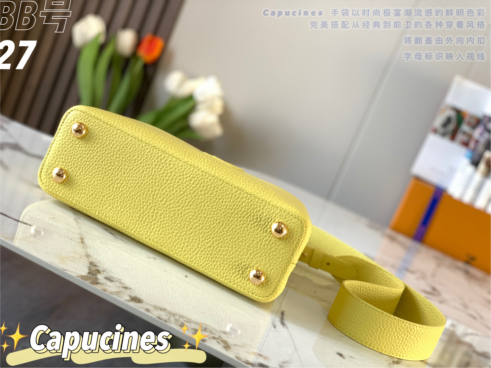 Replica Top Sale Louis Vuitton Capucines BB Handbag Yellow Taurillon Leather Spring Fashion