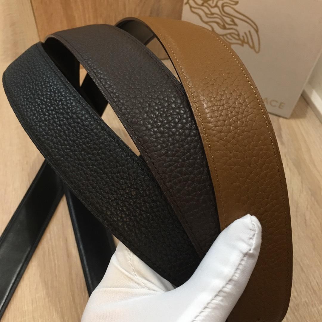 Replica Versace Men Reversible Leather Belt With Gold Buckle 015