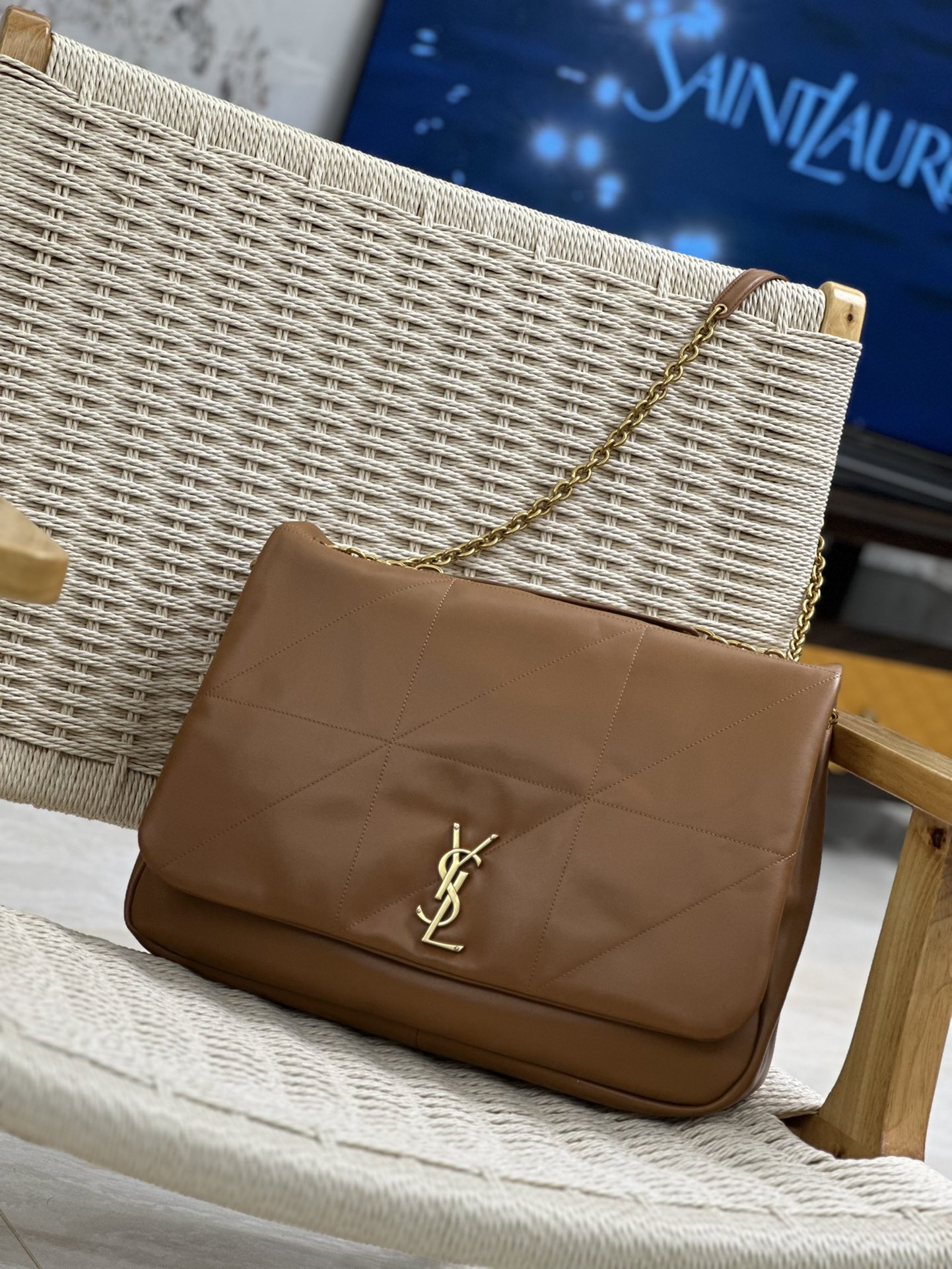 Saint Laurent JAMIE 4.3 Lambskin Large Soft Nappa Bag With Quilted Brown