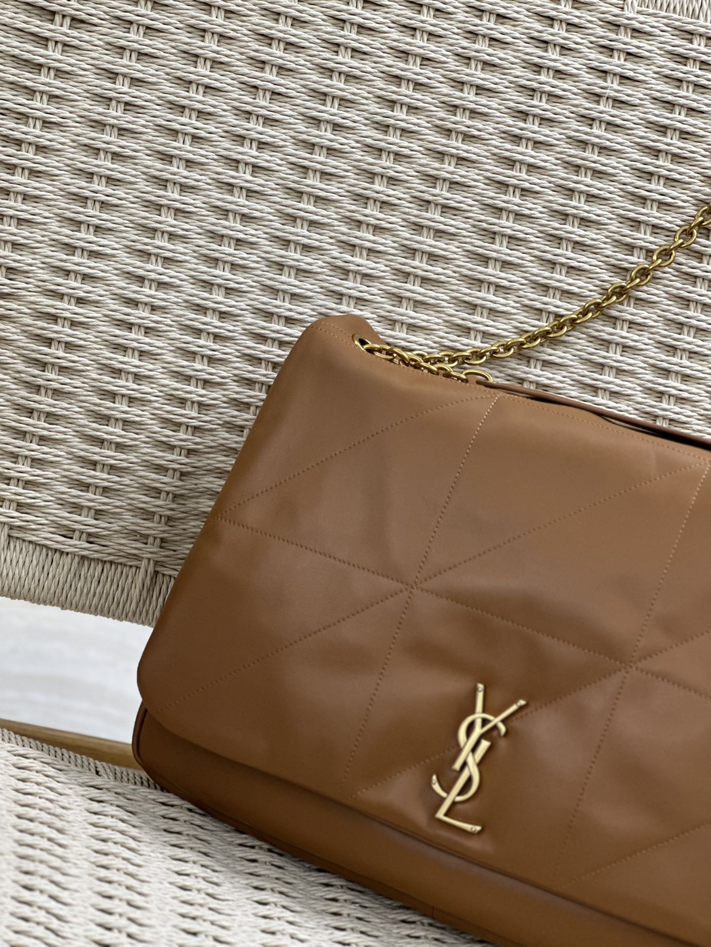 Saint Laurent JAMIE 4.3 Lambskin Large Soft Nappa Bag With Quilted Brown