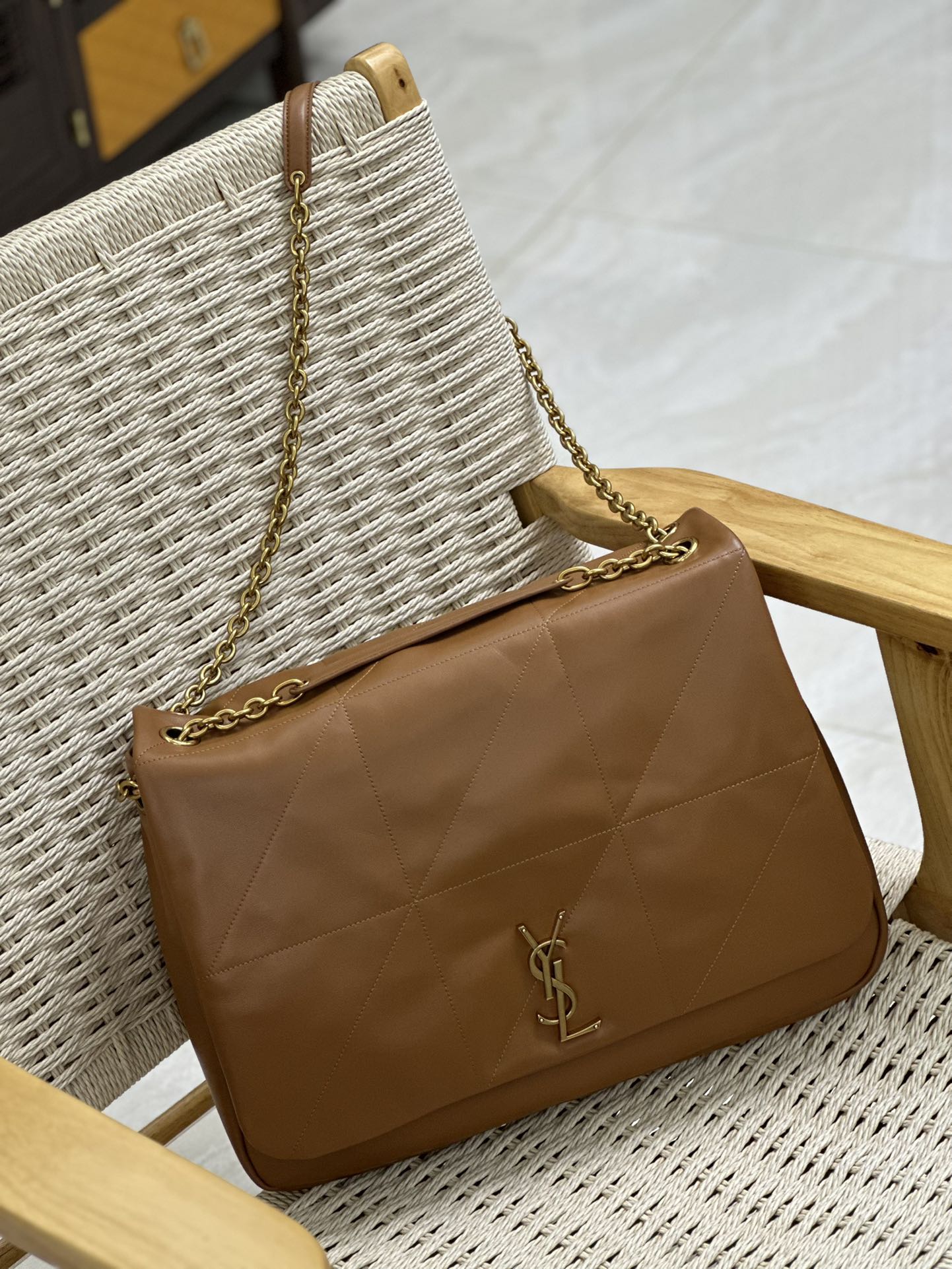 Saint Laurent JAMIE 4.3 Lambskin Large Soft Nappa Bag With Quilted Brown