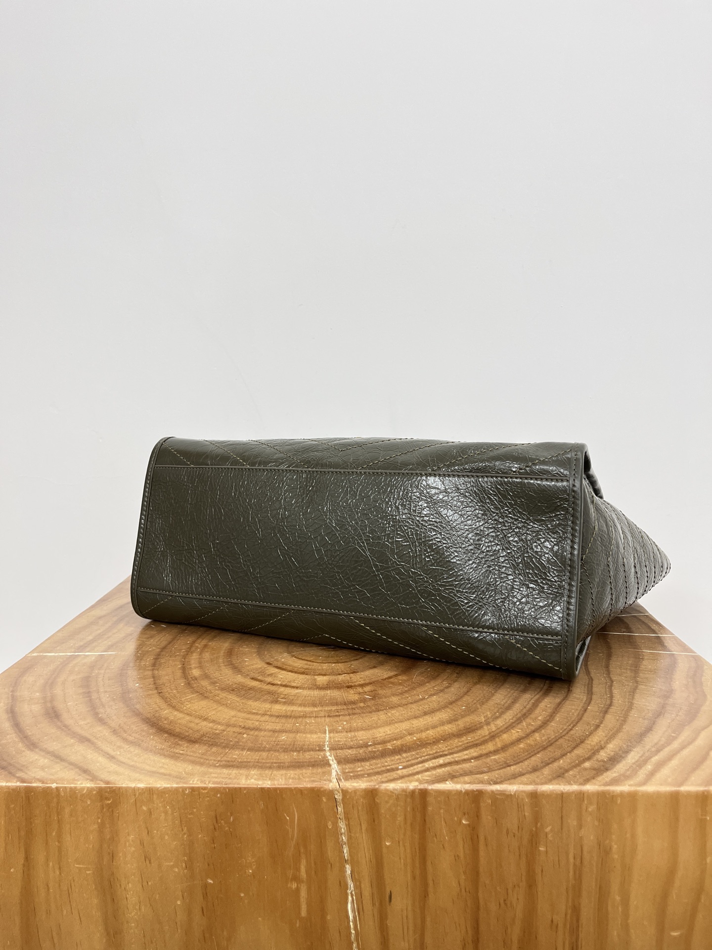 Saint Laurent Niki Shopping Bag Large Oiled and Waxed Cowhide Leather Green