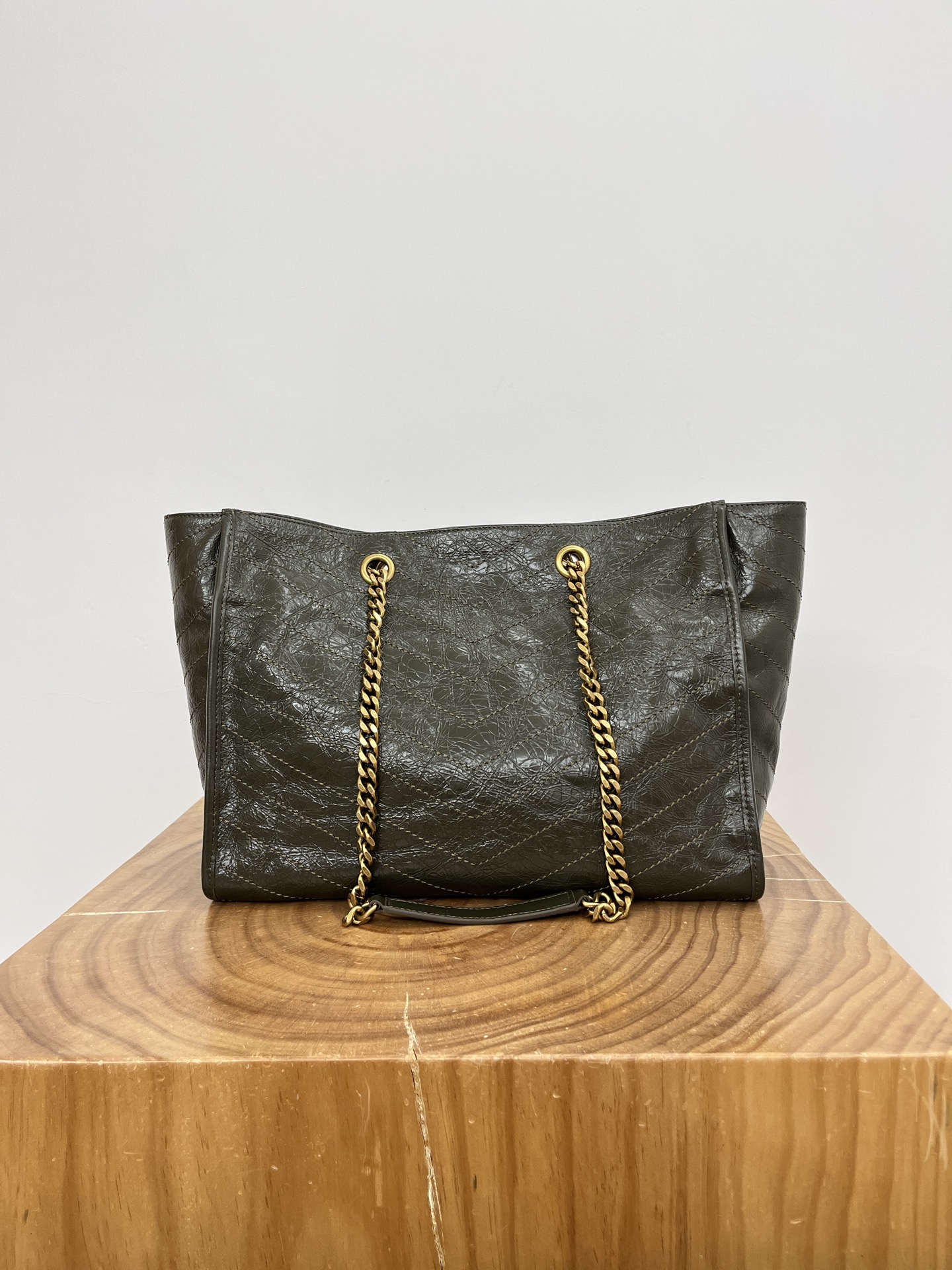 Saint Laurent Niki Shopping Bag Large Oiled and Waxed Cowhide Leather Green