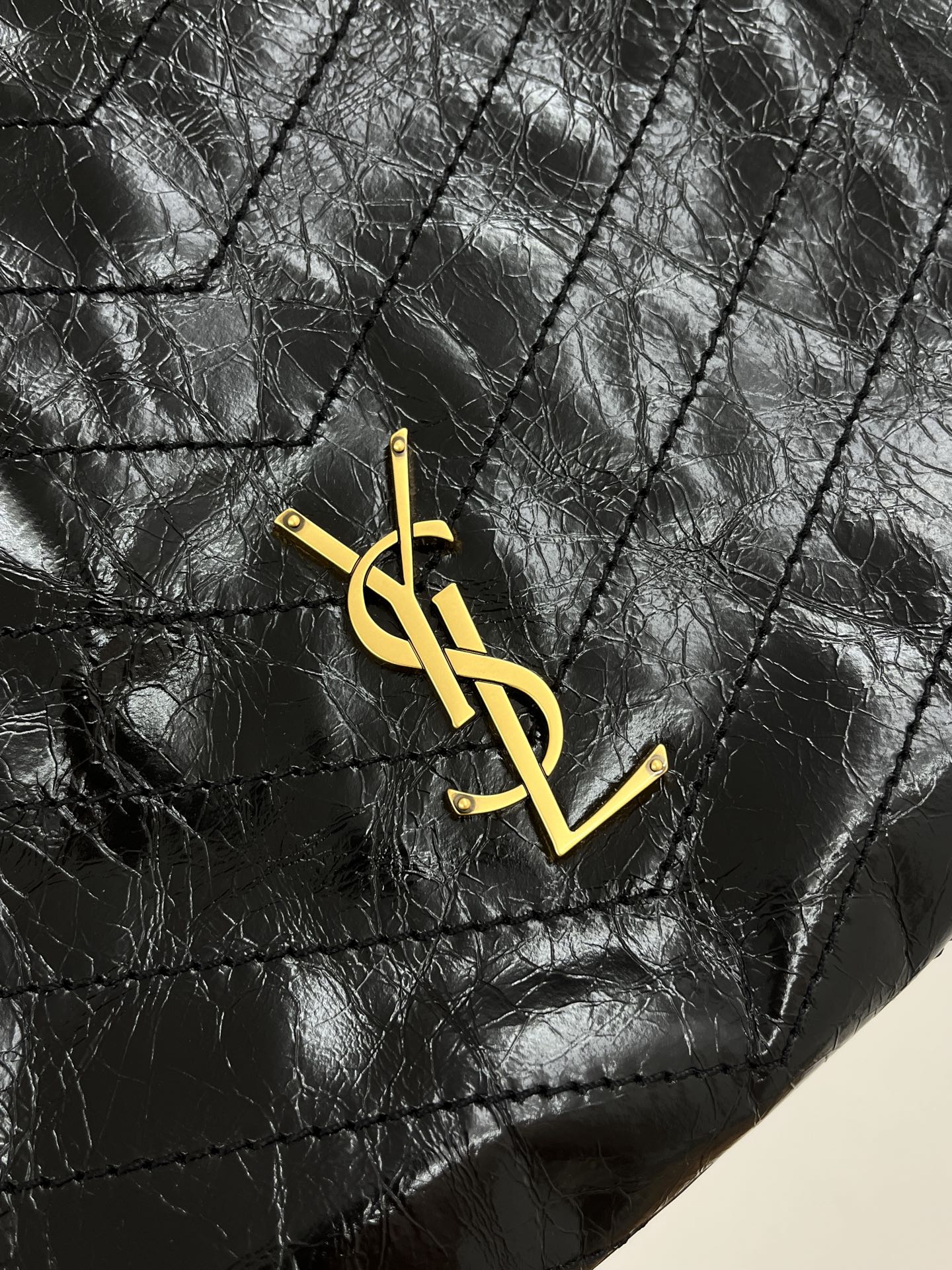 Saint Laurent Niki Shopping Bag Small Oiled and Waxed Cowhide Leather Black
