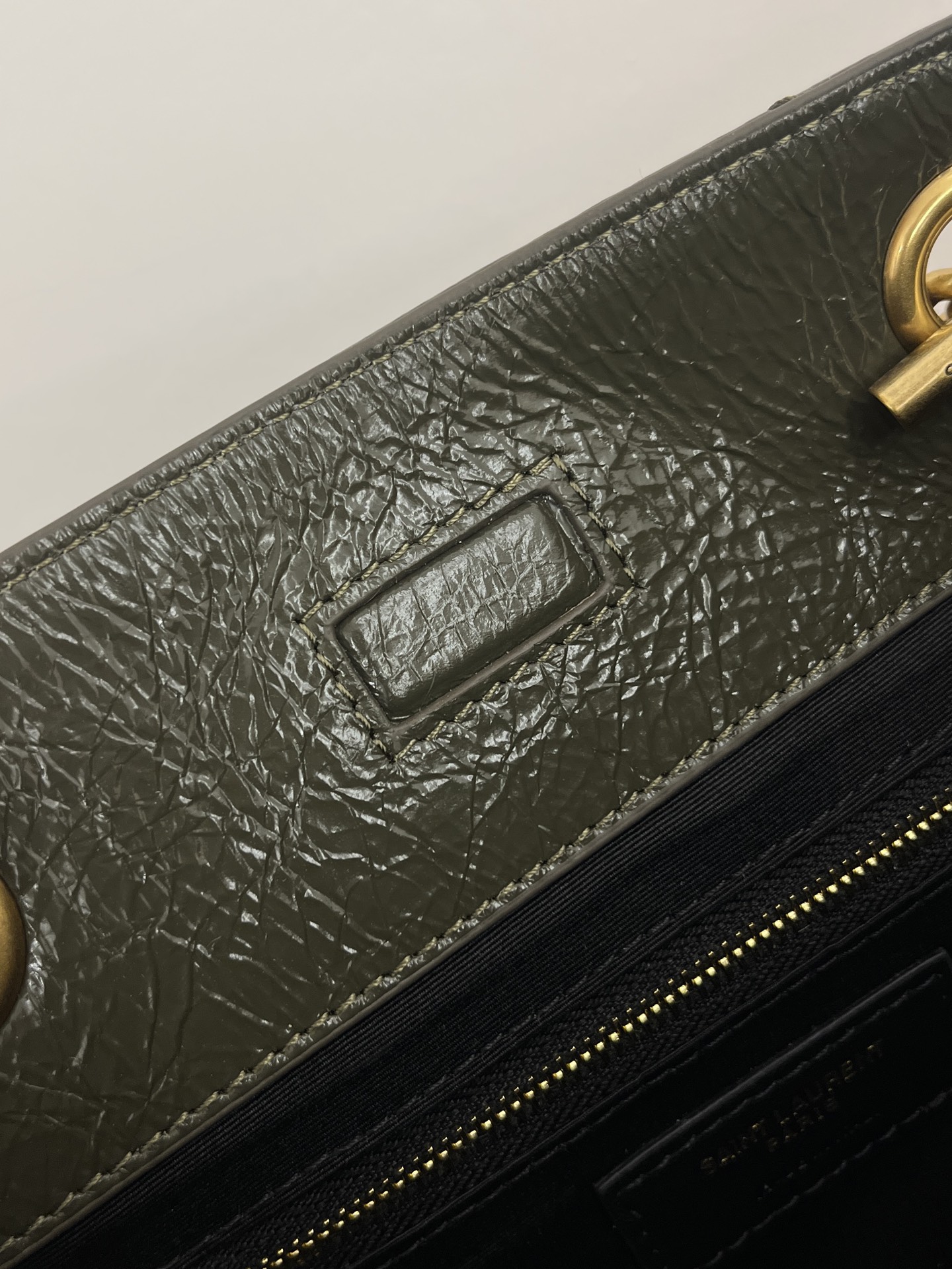 Saint Laurent Niki Shopping Bag Small Oiled and Waxed Cowhide Leather Green