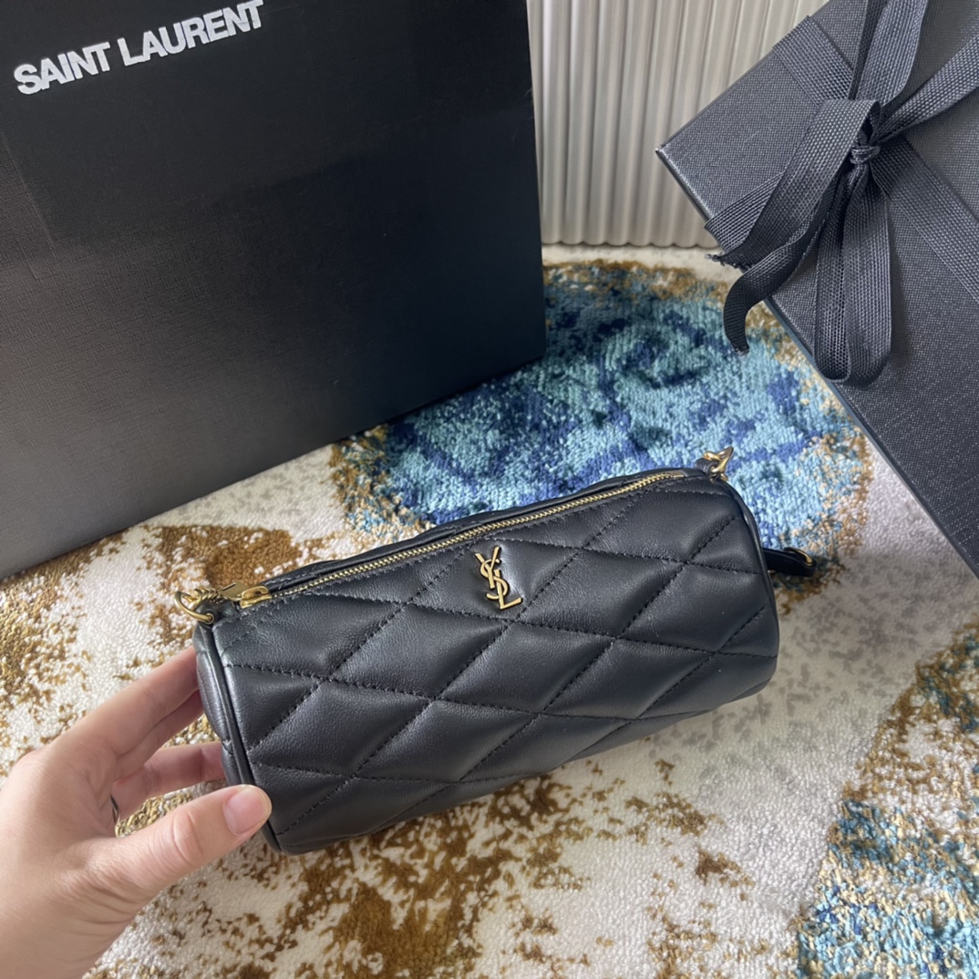 Saint Laurent Sade Mini Tube Bag In Quilted Lambskin Black