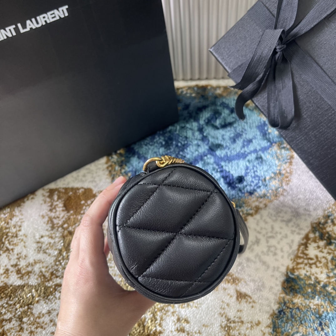 Saint Laurent Sade Mini Tube Bag In Quilted Lambskin Black