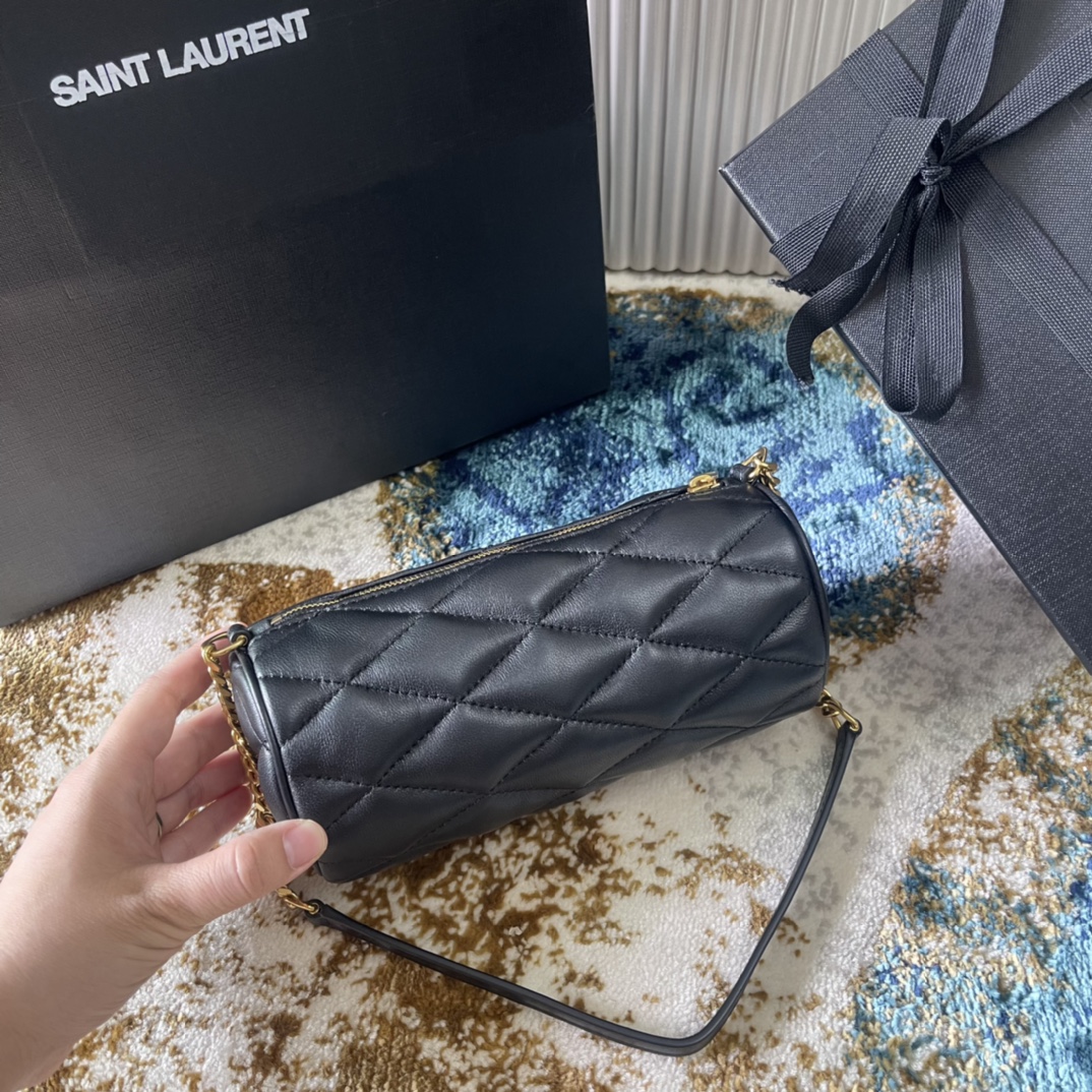 Saint Laurent Sade Mini Tube Bag In Quilted Lambskin Black