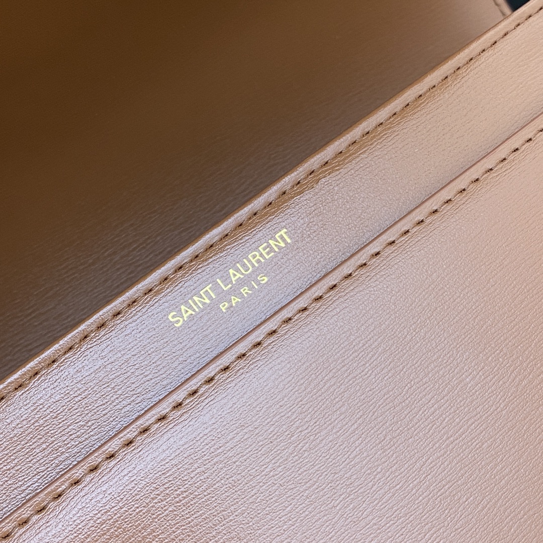 Saint Laurent Solferino Medium Satchel in Box Leather Blanc Dark Honey