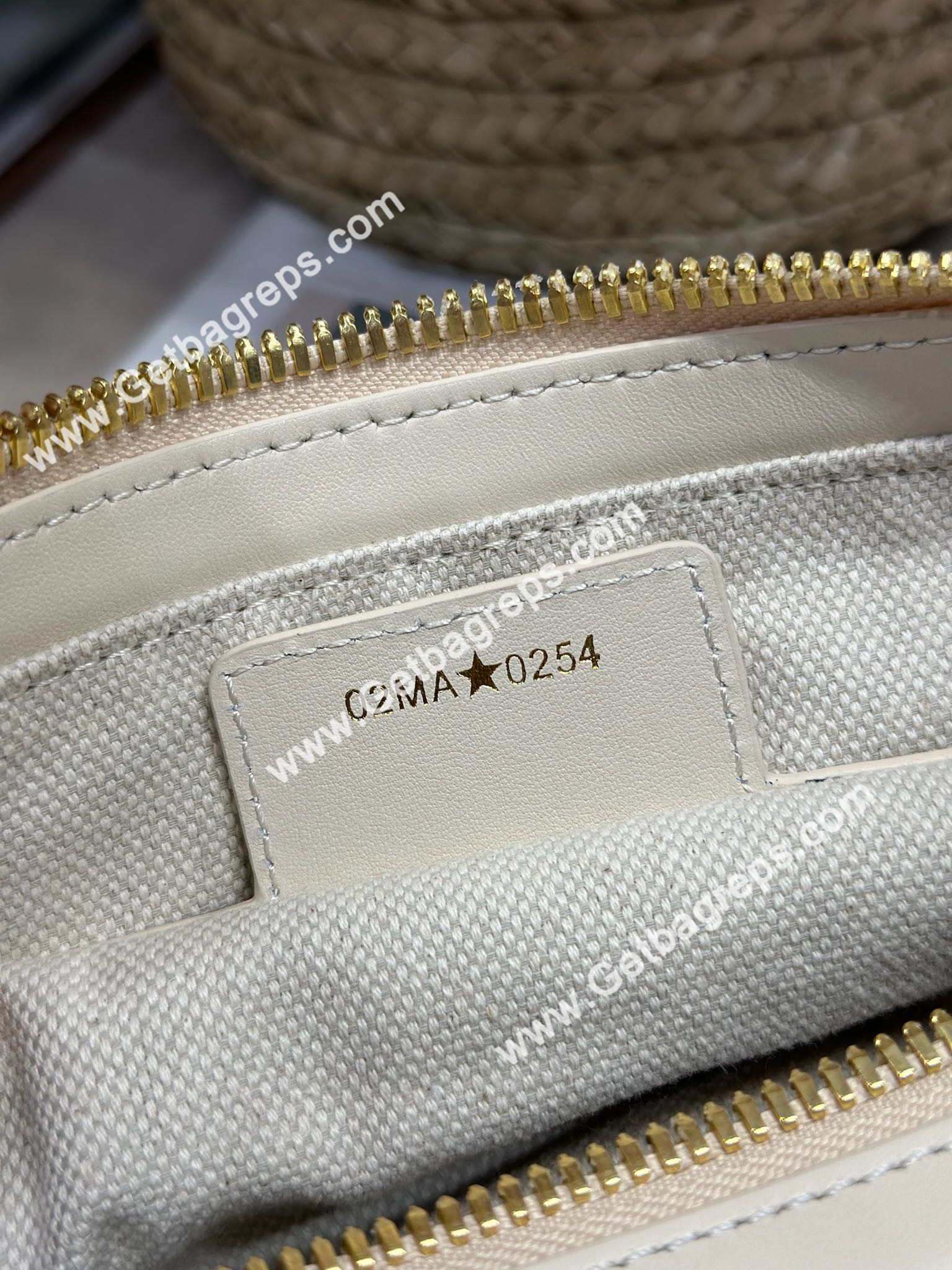 Small D-Journey Bag Blue Dior Oblique Chambray with Raffia Effect and Light Biscuit Smooth Calfskin