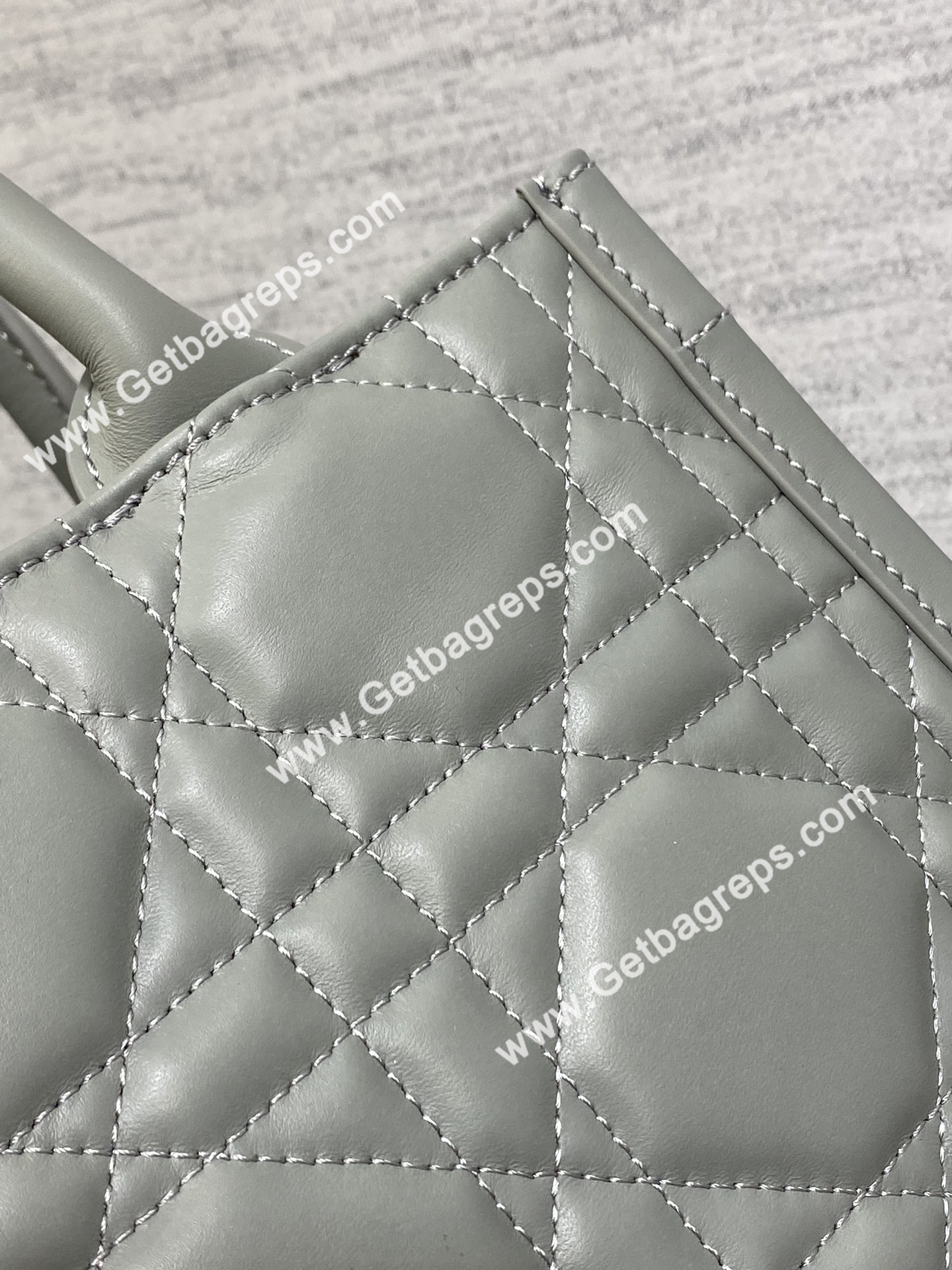 Small Dior Book Tote Macrocannage Calfskin Rock Gray