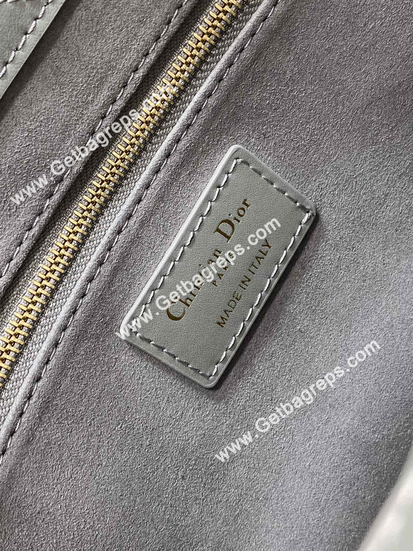 Small Dior Book Tote Macrocannage Calfskin Rock Gray