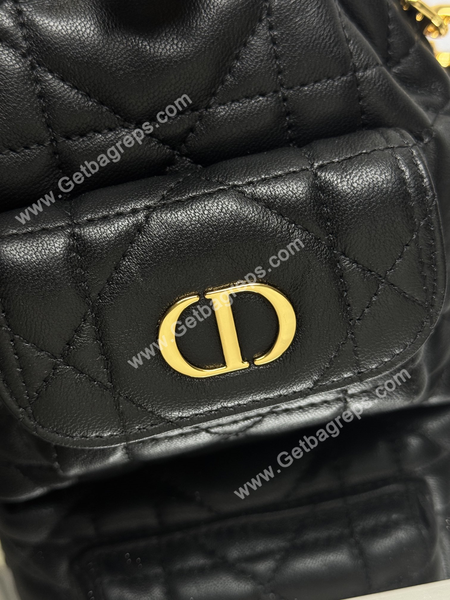 Small Dior Caro Bucket Bag Black