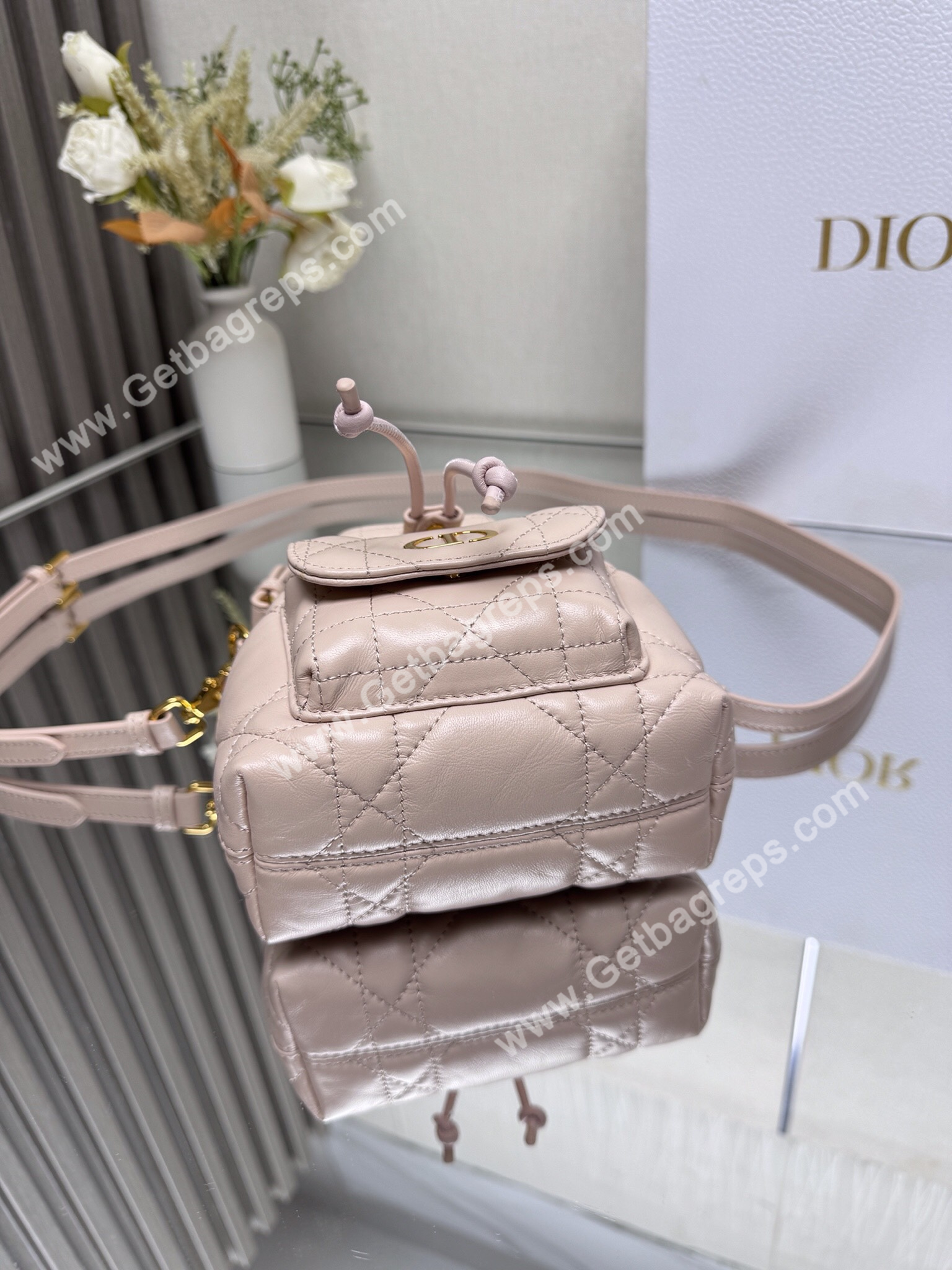 Small Dior Caro Bucket Bag Pink