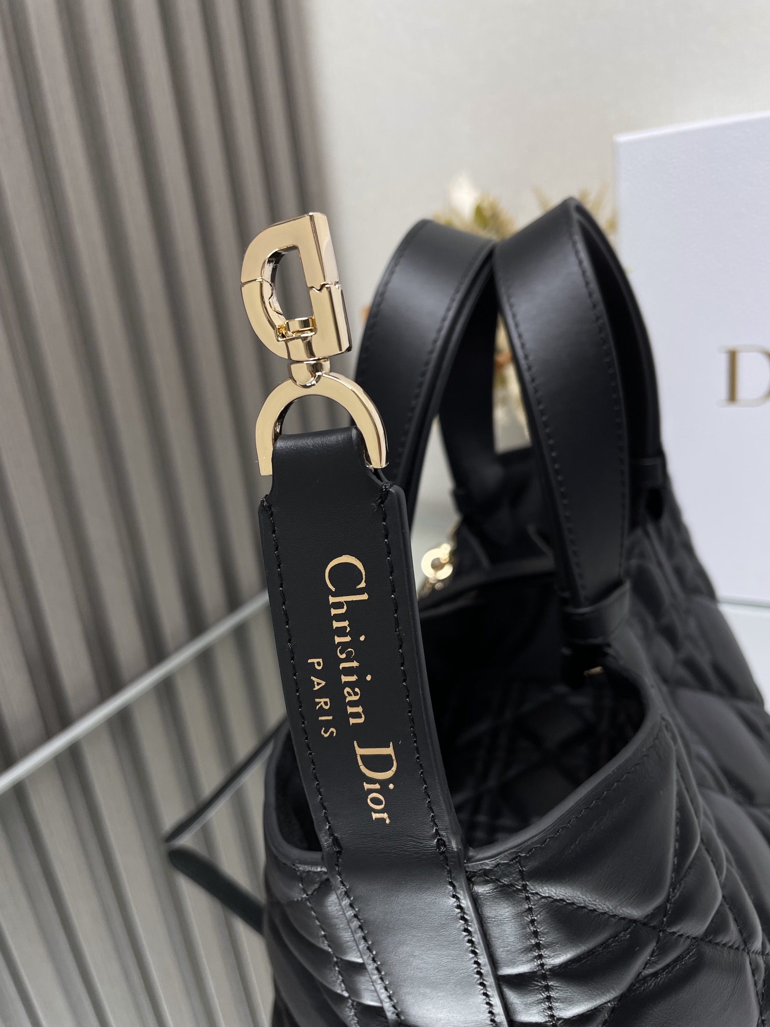 Small Dior Toujours Bag Black Macrocannage Calfskin