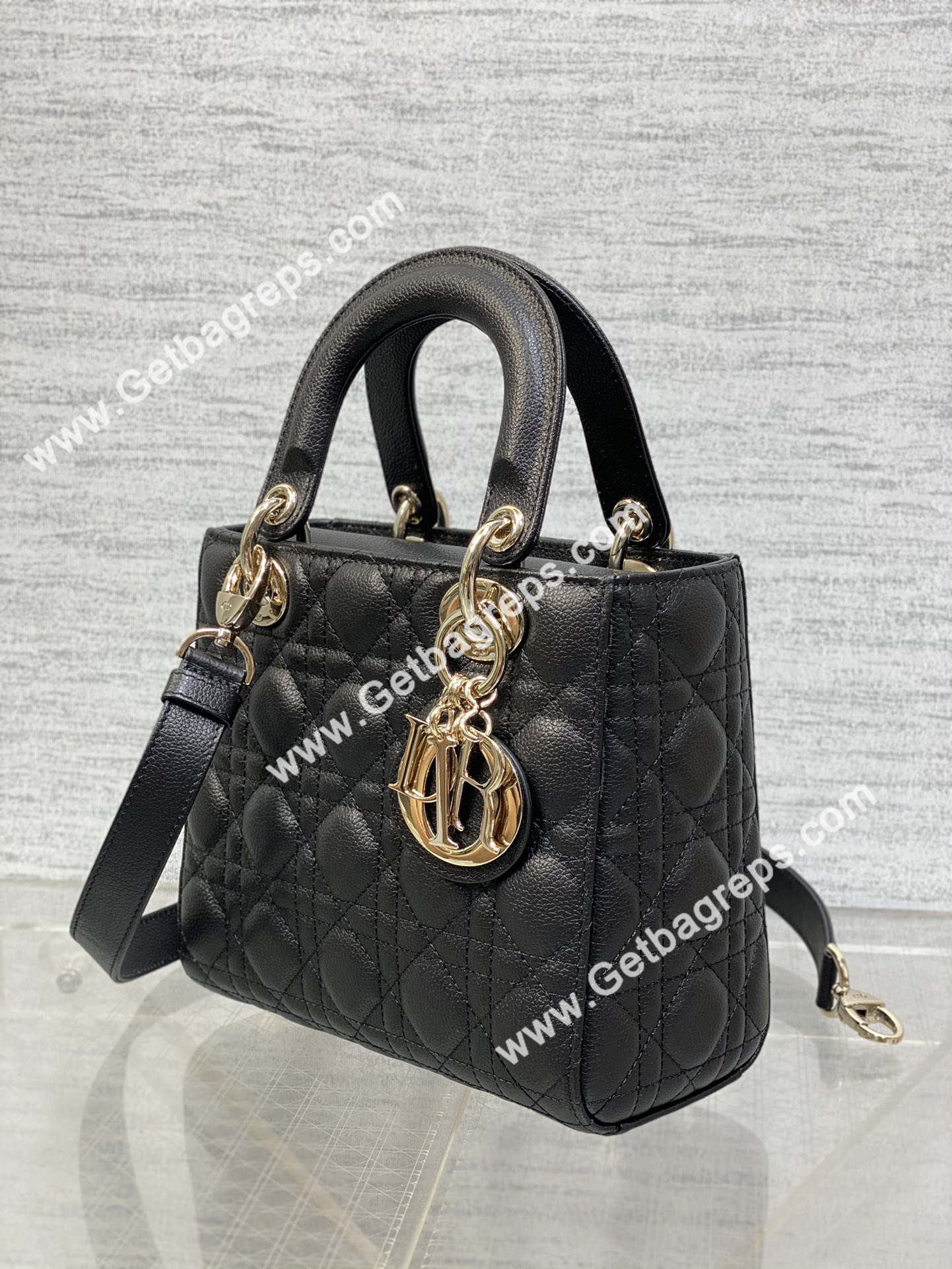 Small Lady Dior Bag Black Cannage Grained Calfskin