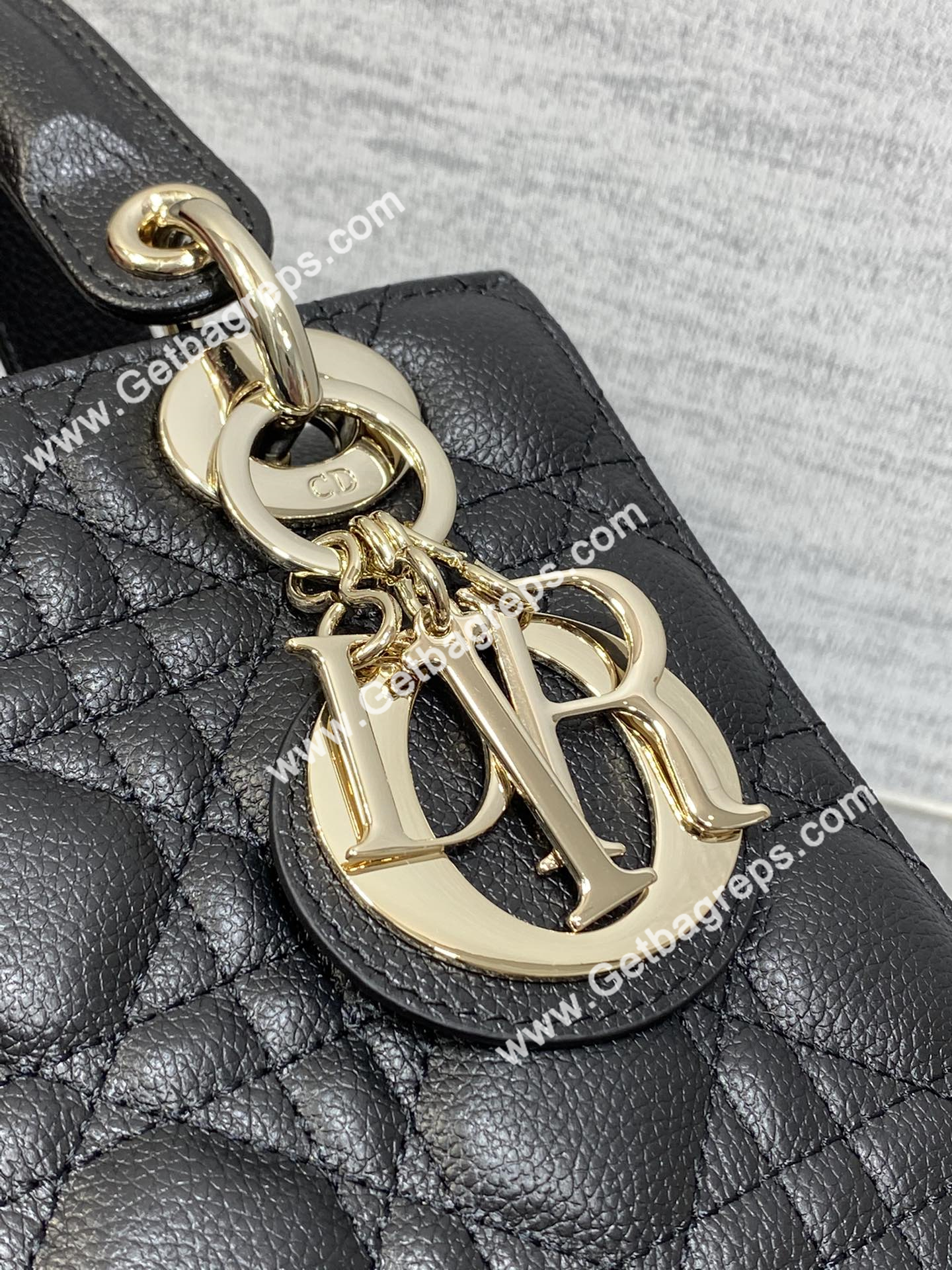 Small Lady Dior Bag Black Cannage Grained Calfskin