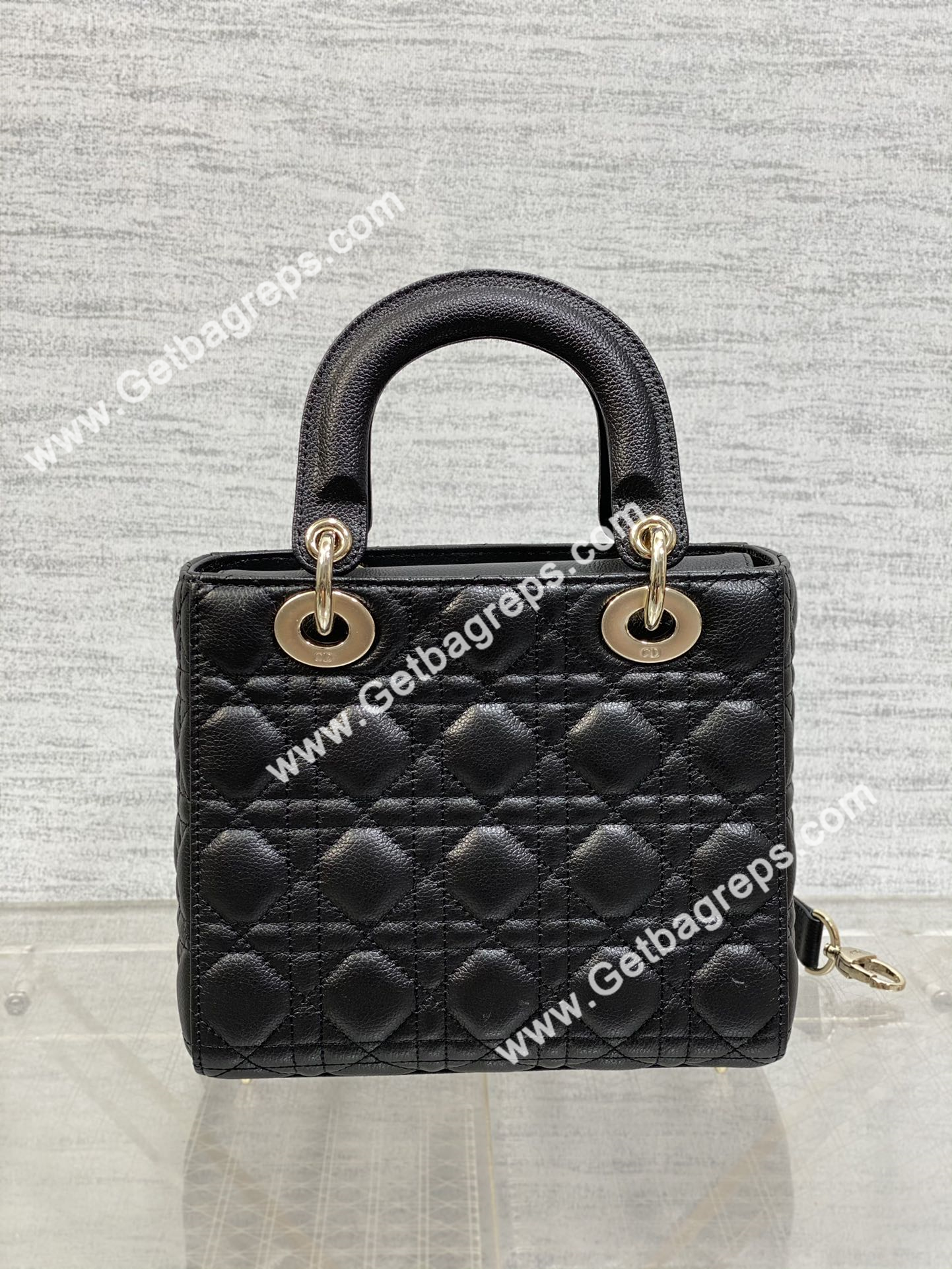 Small Lady Dior Bag Black Cannage Grained Calfskin