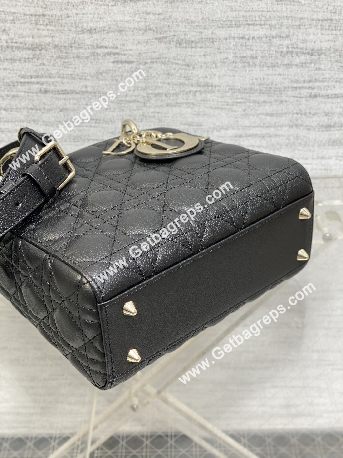 Small Lady Dior Bag Black Cannage Grained Calfskin