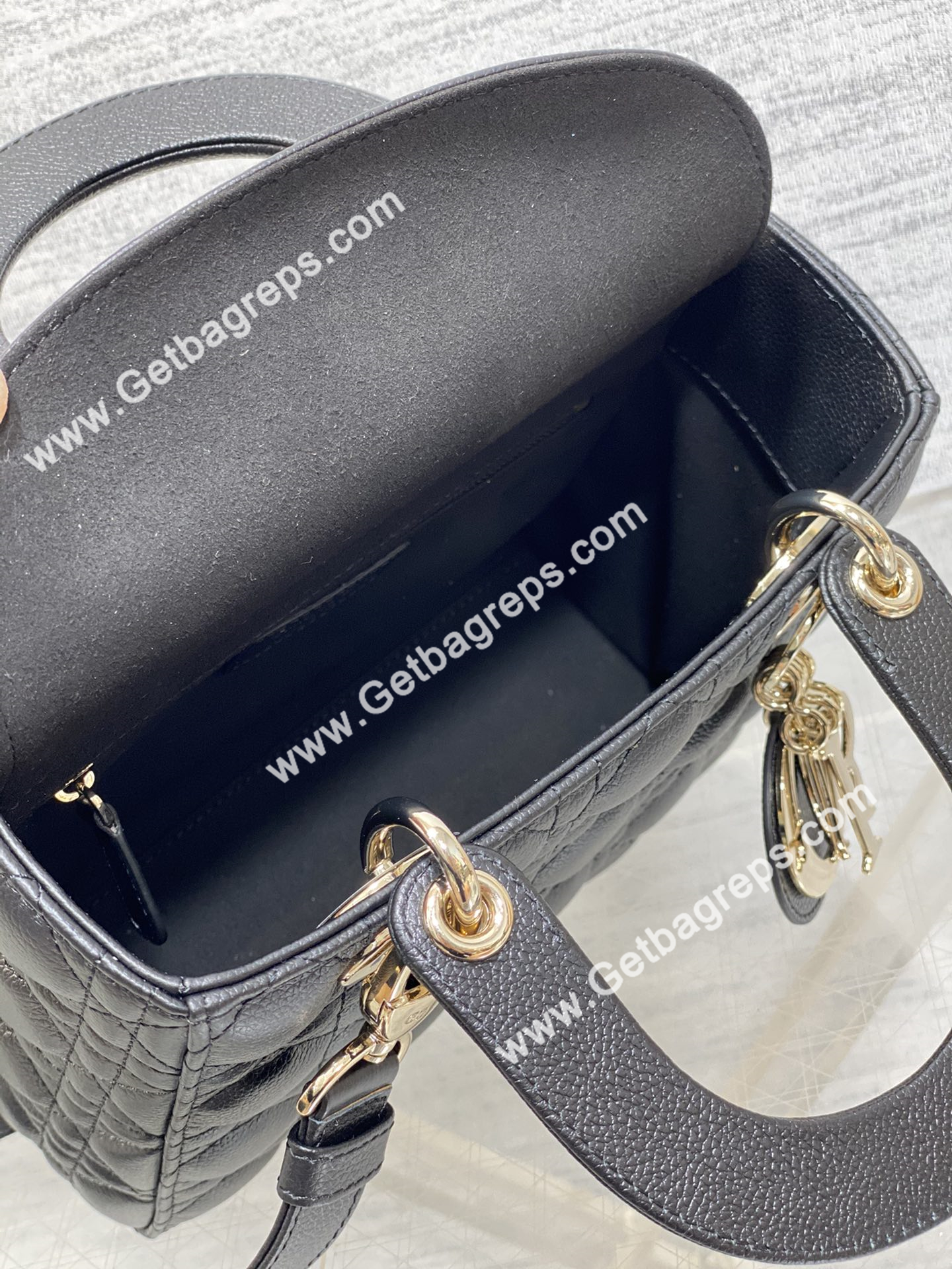 Small Lady Dior Bag Black Cannage Grained Calfskin