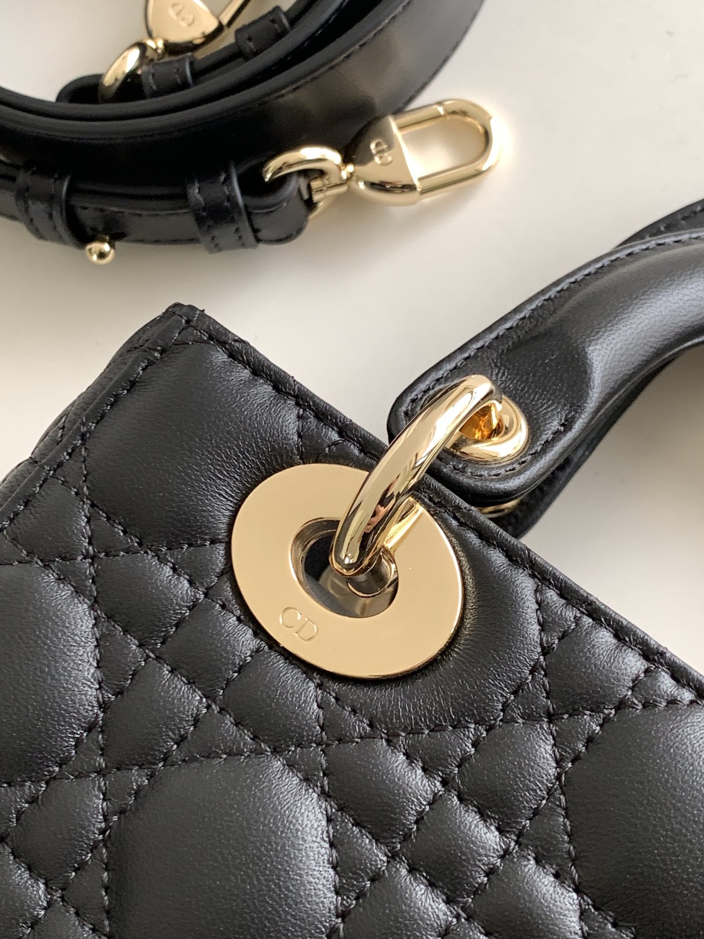 Small Lady Dior Bag Lambskin Black With Gold Hardware 20cm