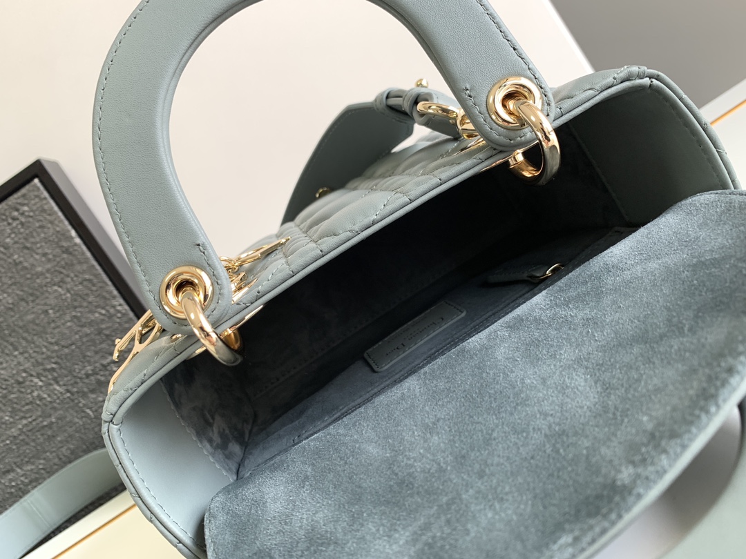 Small Lady Dior Bag Lambskin Rock Gray With Gold Hardware 20cm