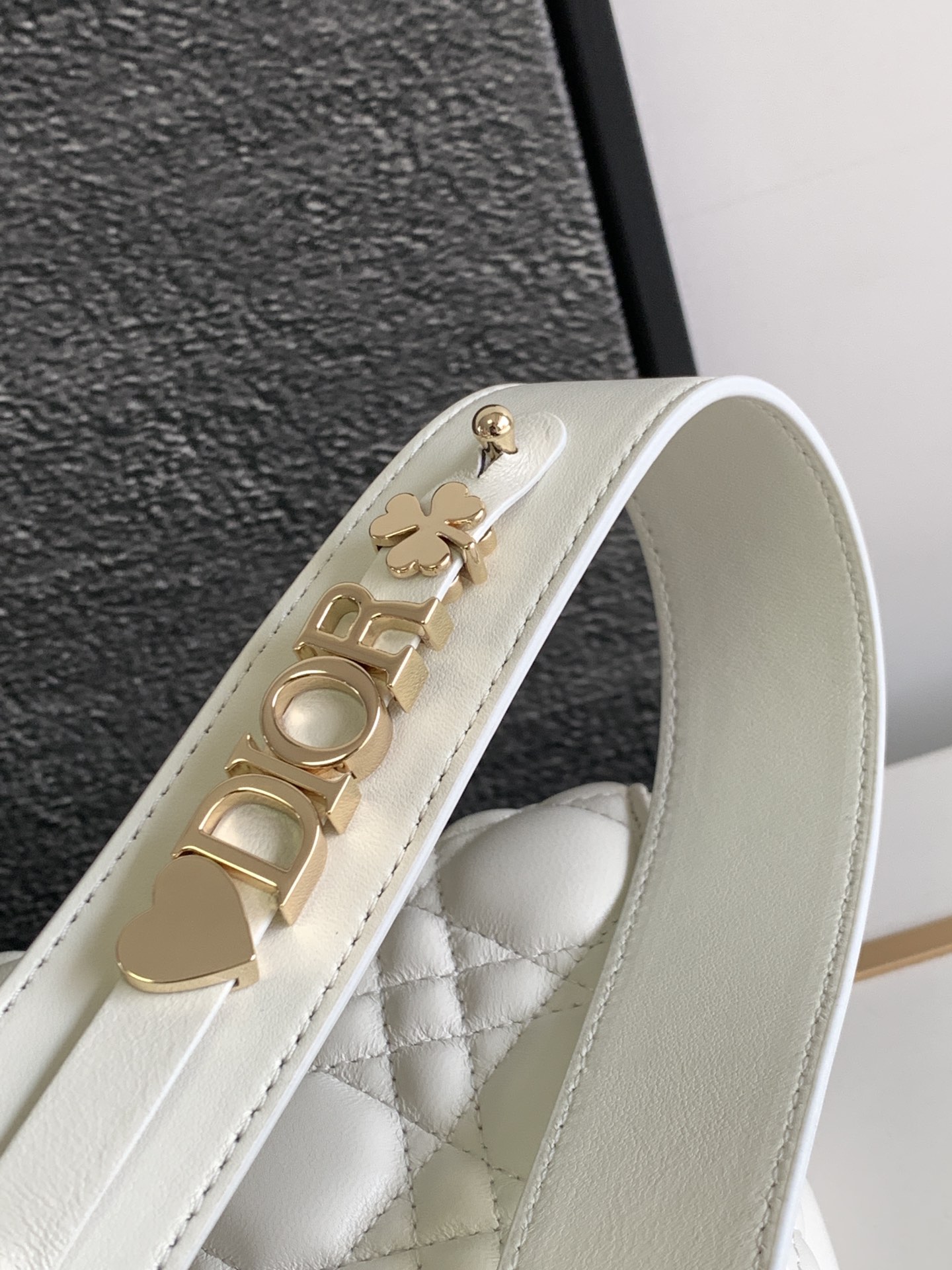 Small Lady Dior Bag Lambskin White With Gold Hardware 20cm