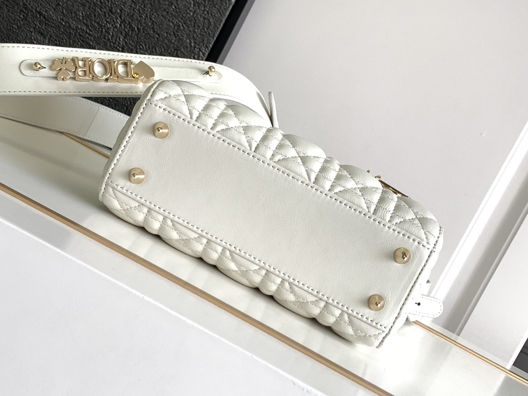 Small Lady Dior Bag Lambskin White With Gold Hardware 20cm