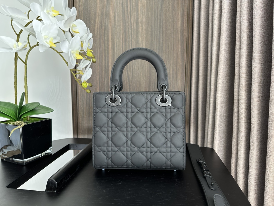 Small Lady Dior My ABCDior Bag Frosted Badge Cannage Lambskin Black