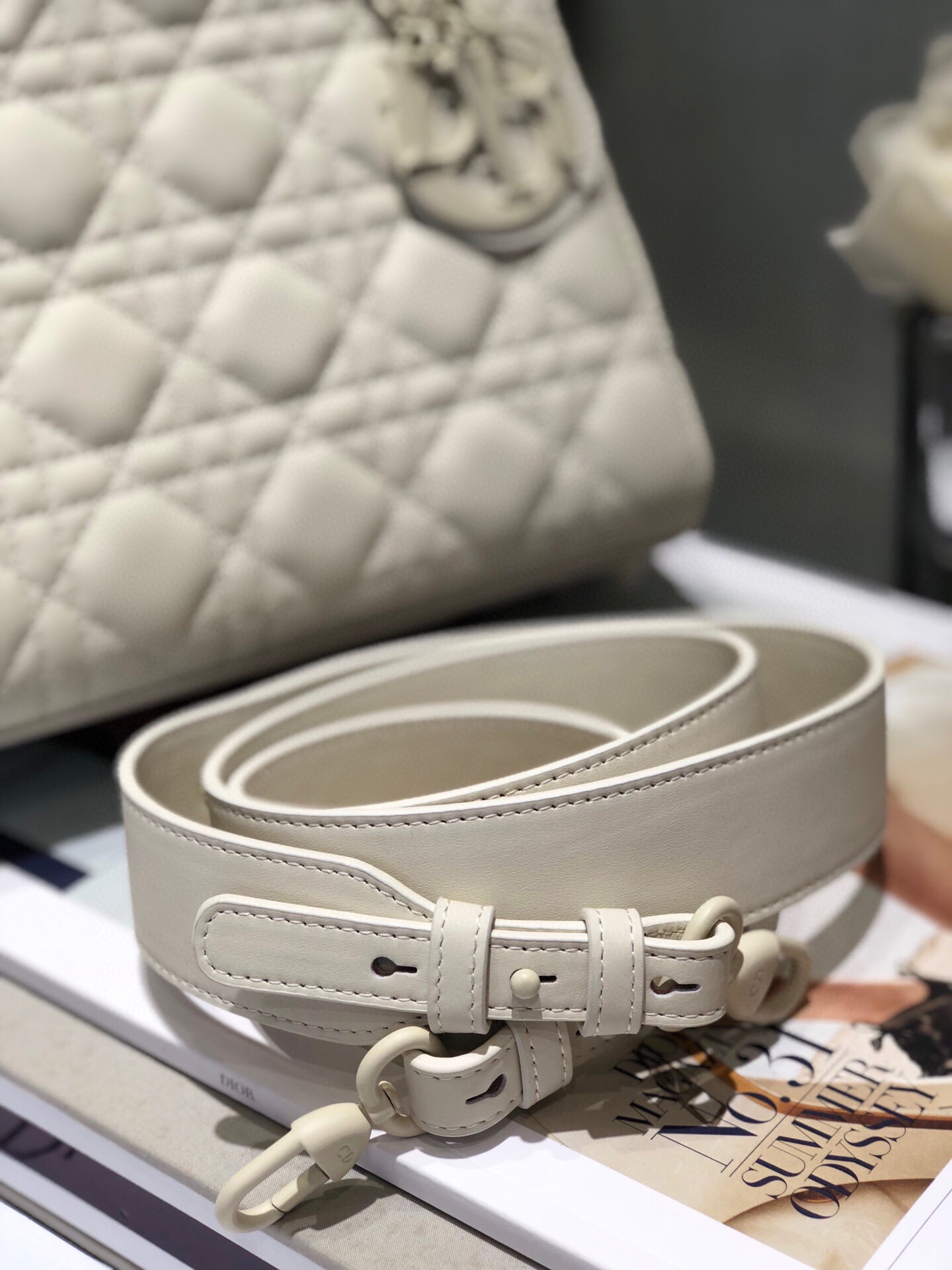 Small Lady Dior My ABCDior Bag White Ultramatte Cannage Calfskin